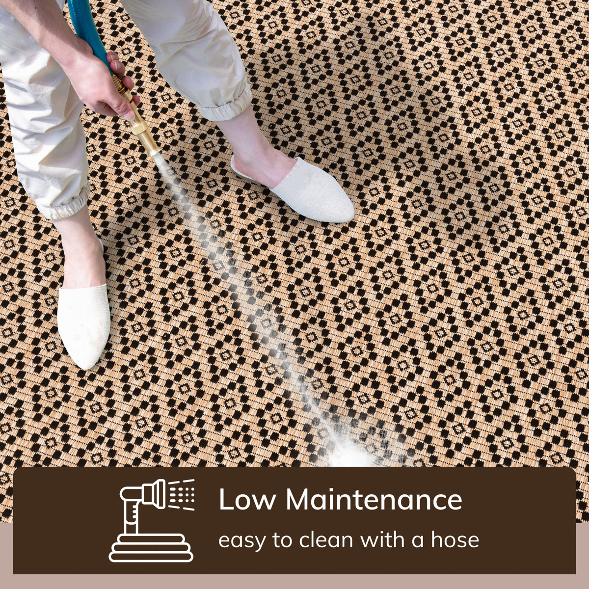 Sorrel Moroccan Lattice Trellis Natural Indoor Outdoor Rug MIL-112