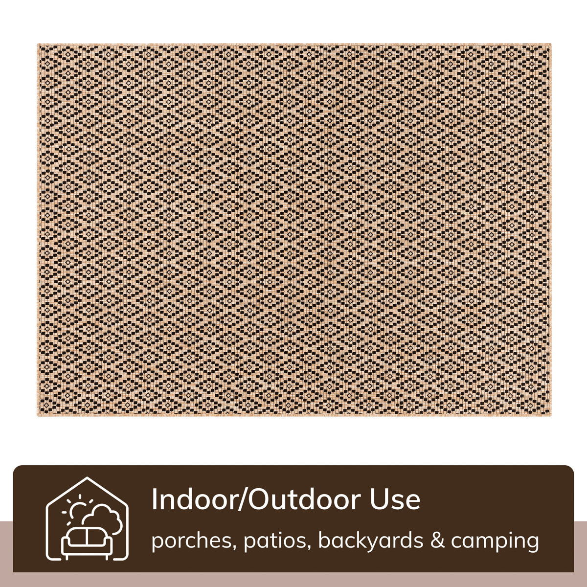 Sorrel Moroccan Lattice Trellis Natural Indoor Outdoor Rug MIL-112