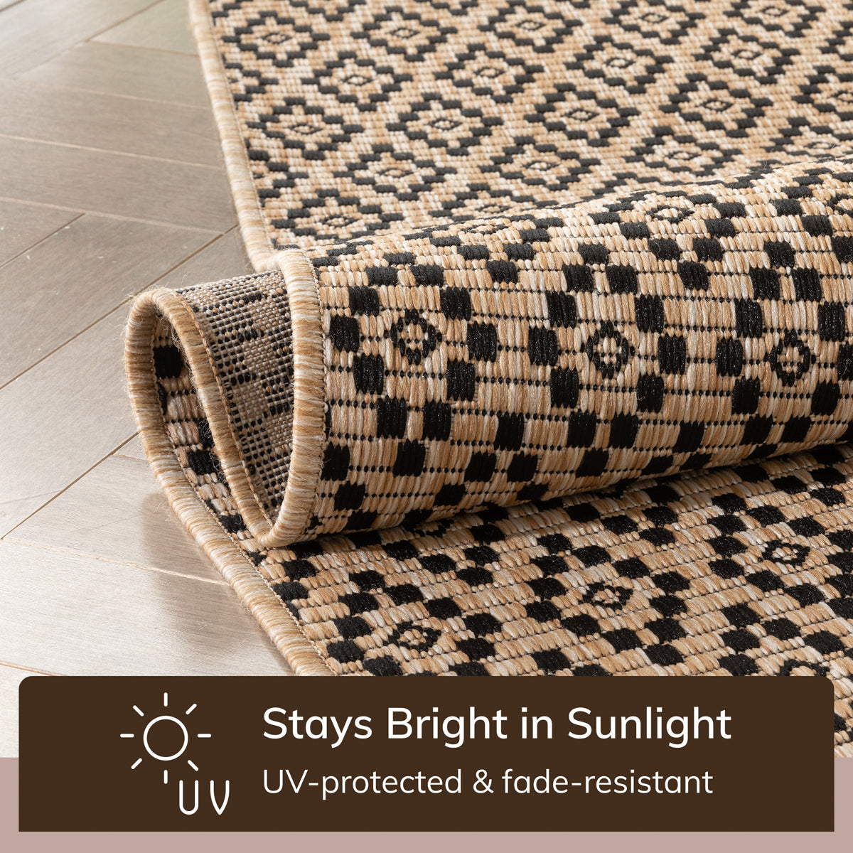Sorrel Moroccan Lattice Trellis Natural Indoor Outdoor Rug MIL-112