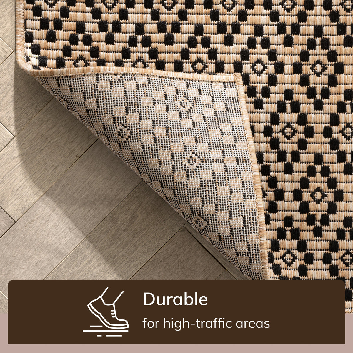 Sorrel Moroccan Lattice Trellis Natural Indoor Outdoor Rug MIL-112