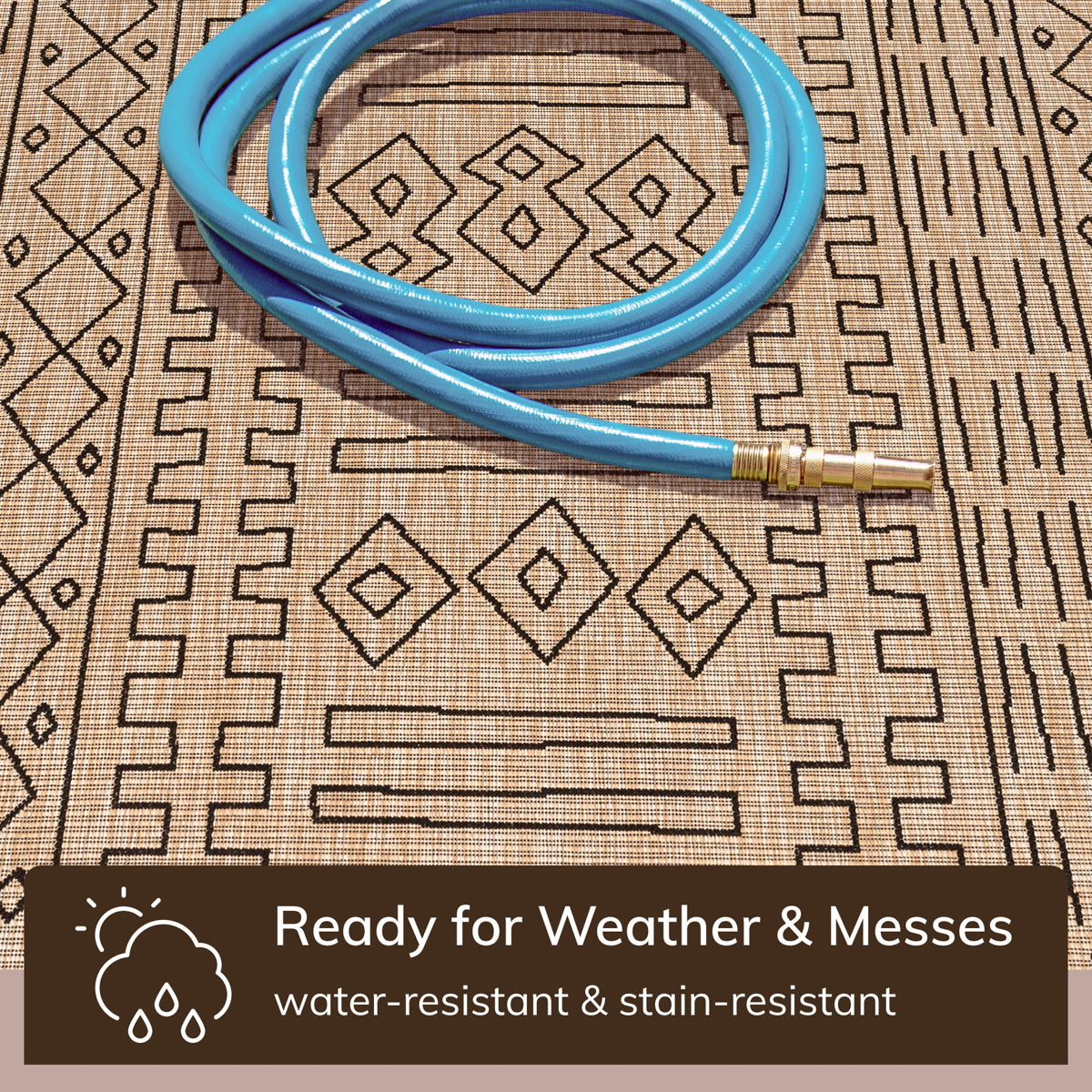 Anza Tribal Medallion Pattern Natural Indoor Outdoor Jute Rug MIL-22