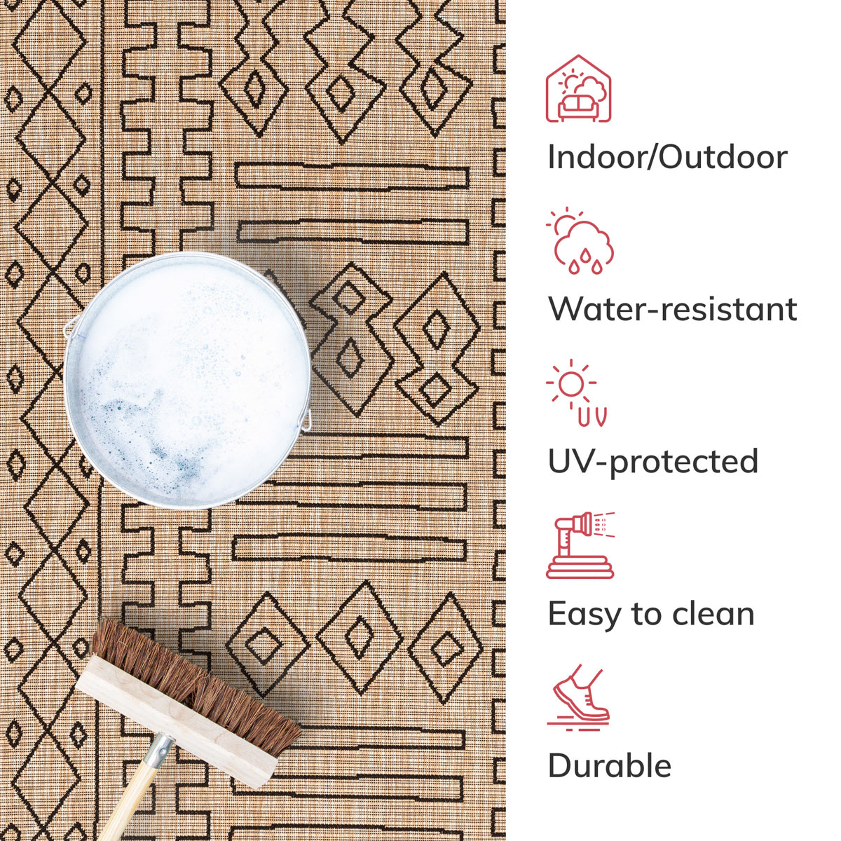 Anza Tribal Medallion Pattern Natural Indoor Outdoor Jute Rug MIL-22