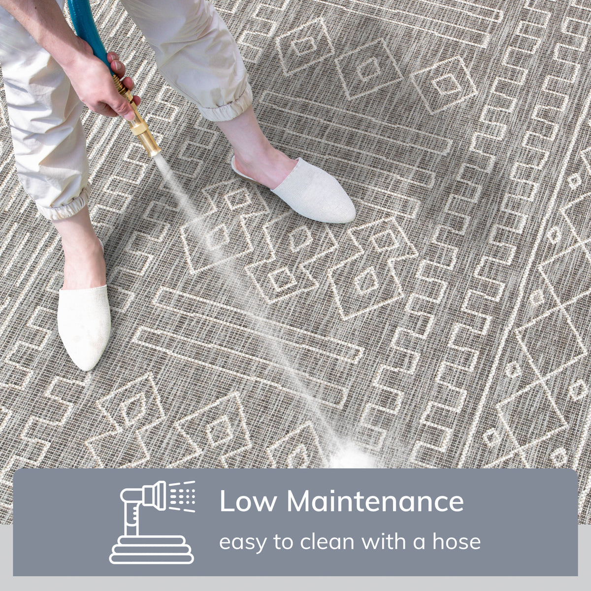 Anza Tribal Geometric Pattern Grey Flat-Weave Indoor/Outdoor Rug MIL-27