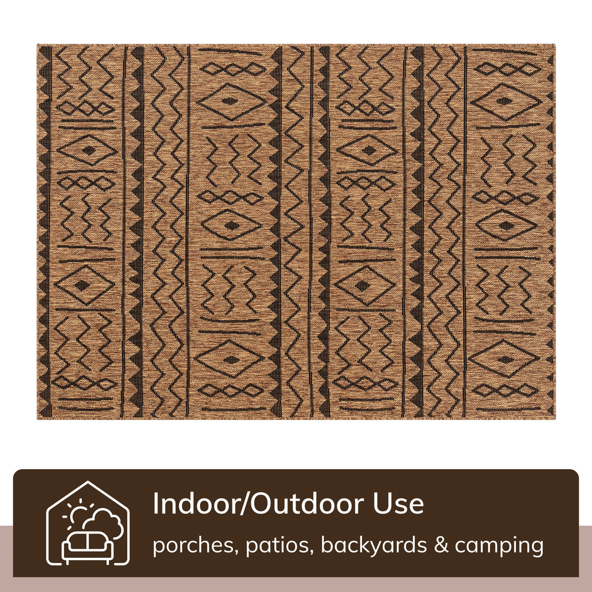Faye Tribal Diamond Pattern Natural Indoor Outdoor Jute Rug MIL-32