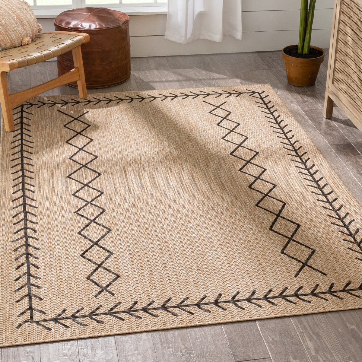 Posie Tribal Moroccan Pattern Natural Indoor Outdoor Jute Rug MIL-52