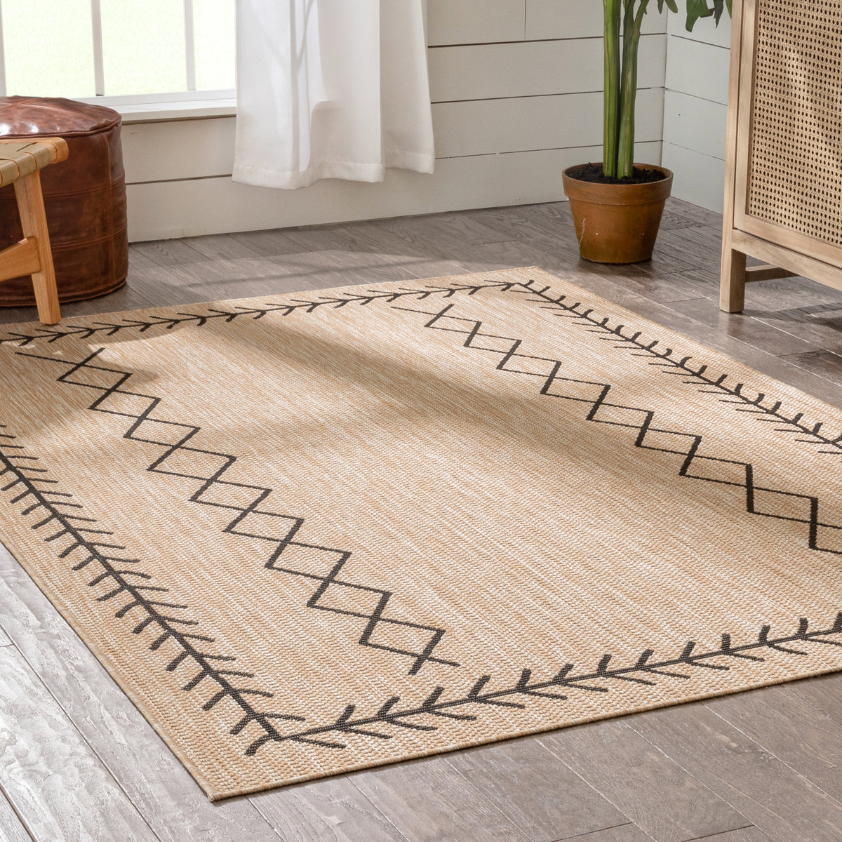 Posie Tribal Moroccan Pattern Natural Indoor Outdoor Jute Rug MIL-52
