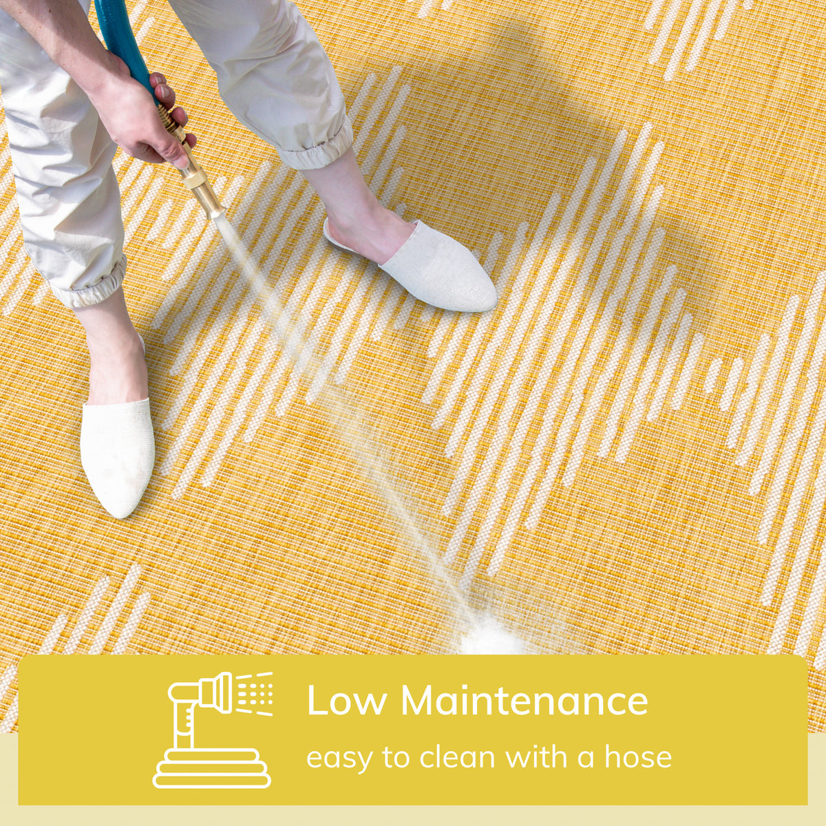 Kai Modern Chevron Pattern Yellow Flat-Weave Indoor/Outdoor Rug MIL-61