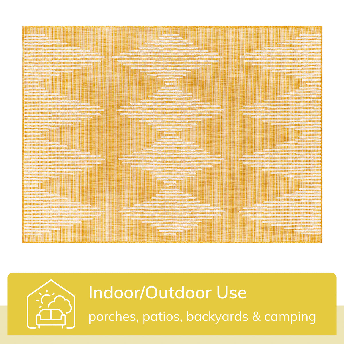 Kai Modern Chevron Pattern Yellow Flat-Weave Indoor/Outdoor Rug MIL-61