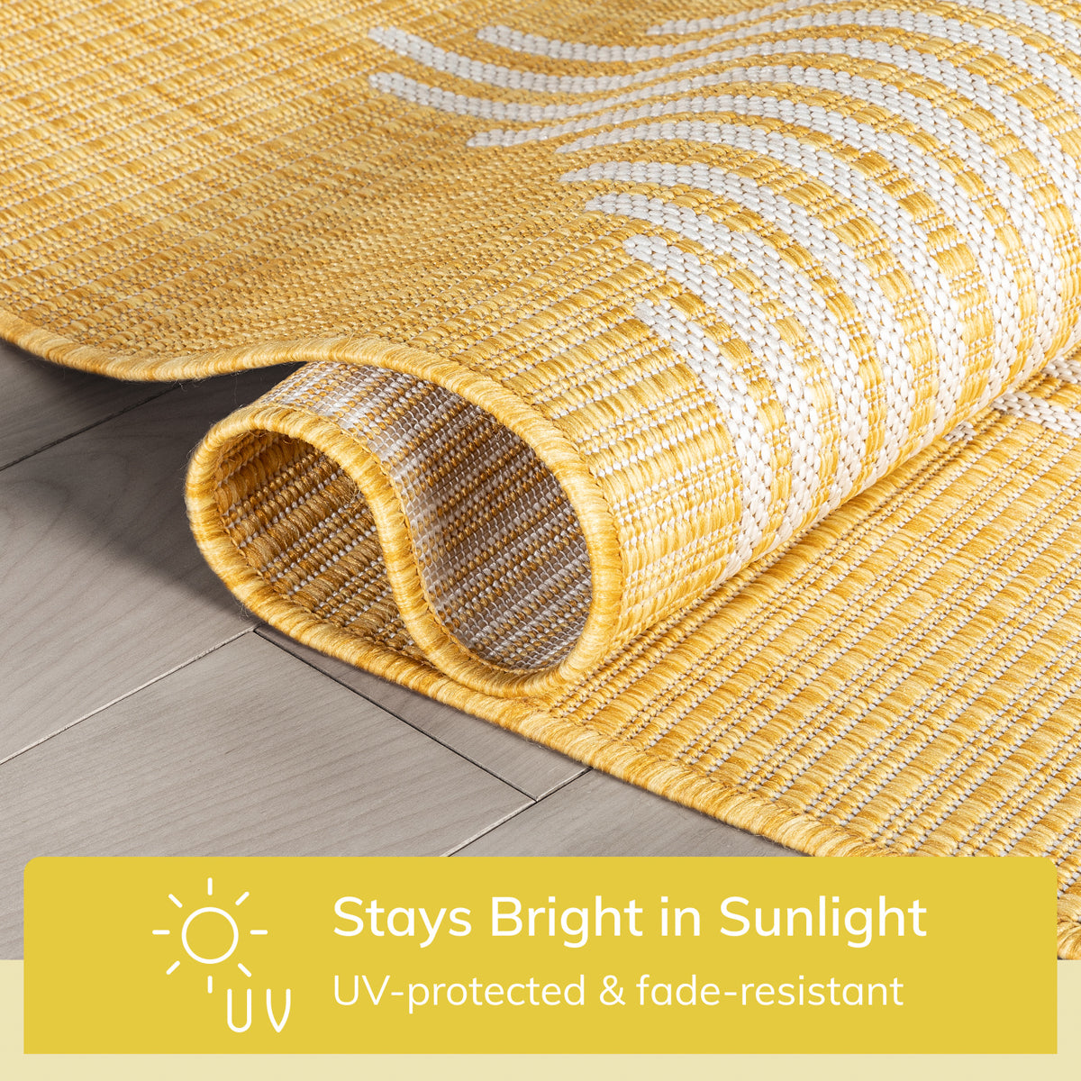 Kai Modern Chevron Pattern Yellow Flat-Weave Indoor/Outdoor Rug MIL-61