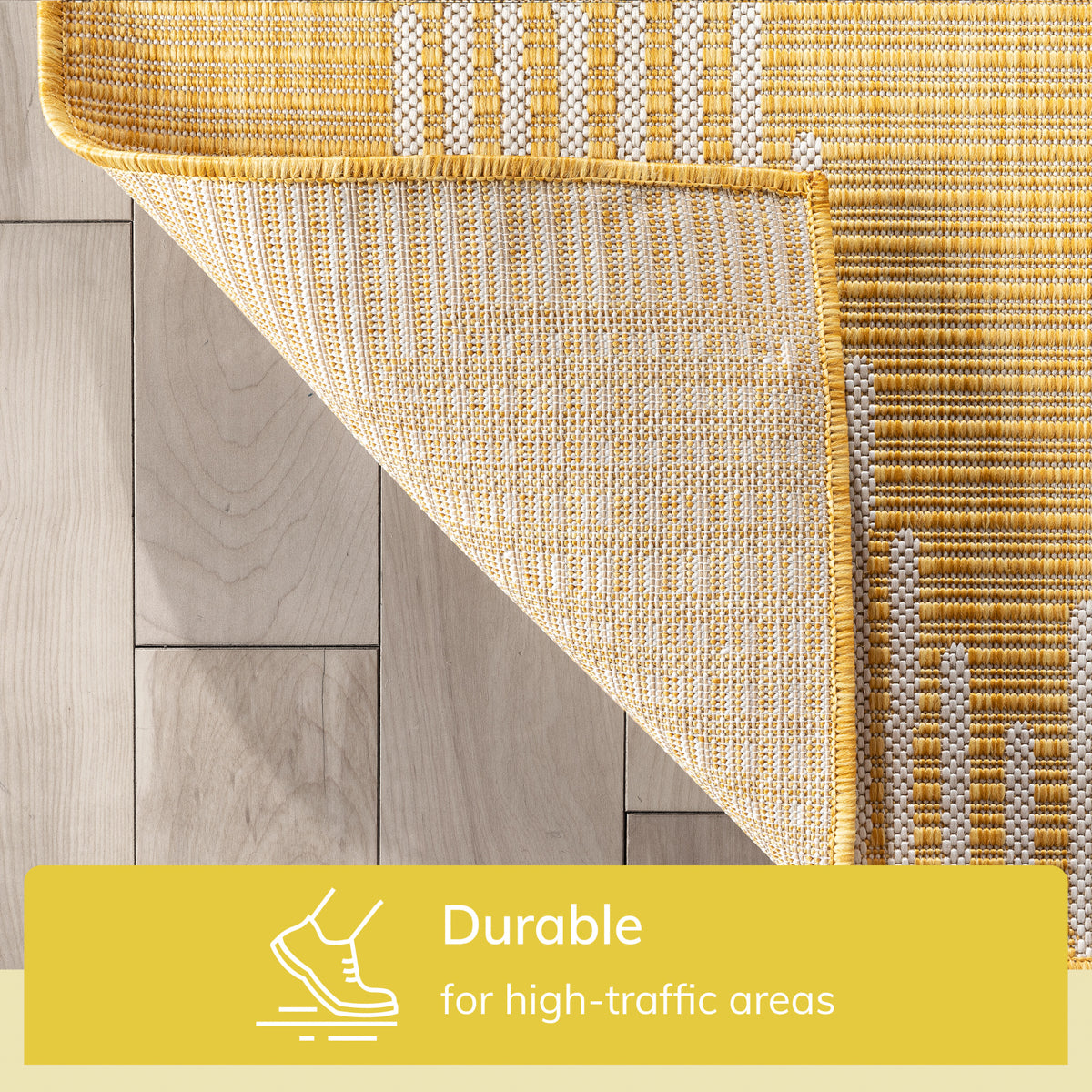 Kai Modern Chevron Pattern Yellow Flat-Weave Indoor/Outdoor Rug MIL-61