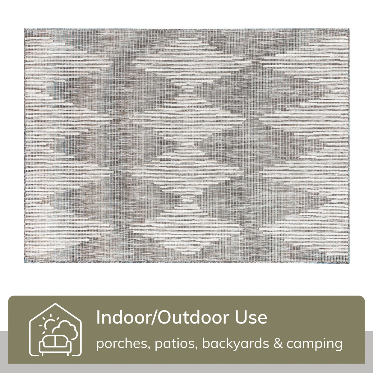 Kai Modern Chevron Pattern Grey Flat-Weave Indoor/Outdoor Rug MIL-67