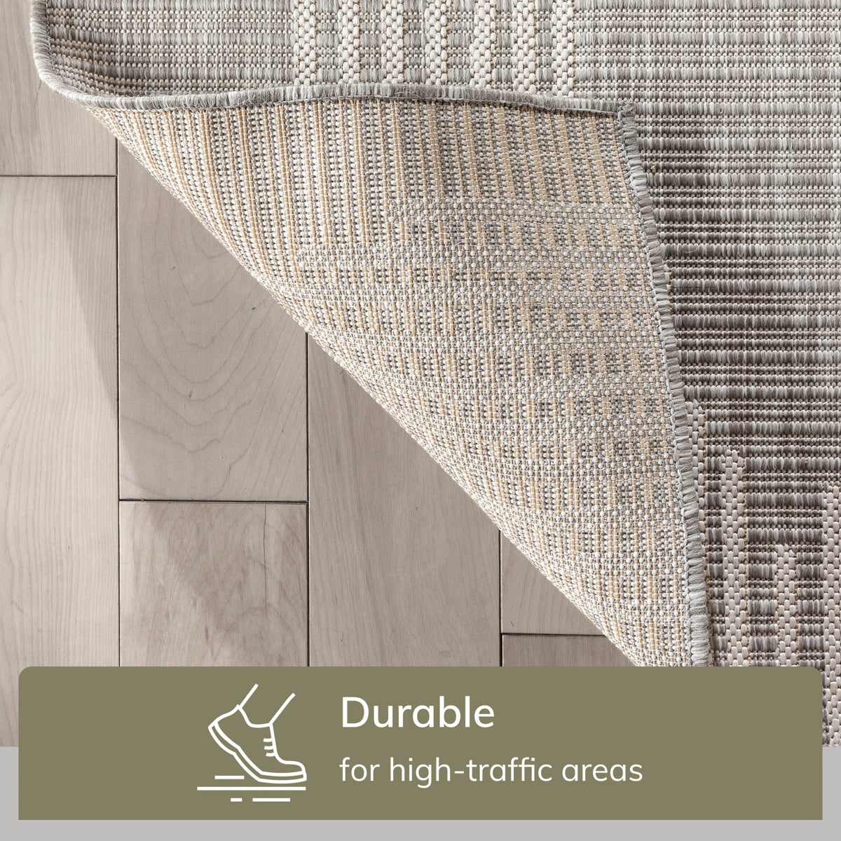 Kai Modern Chevron Pattern Grey Flat-Weave Indoor/Outdoor Rug MIL-67