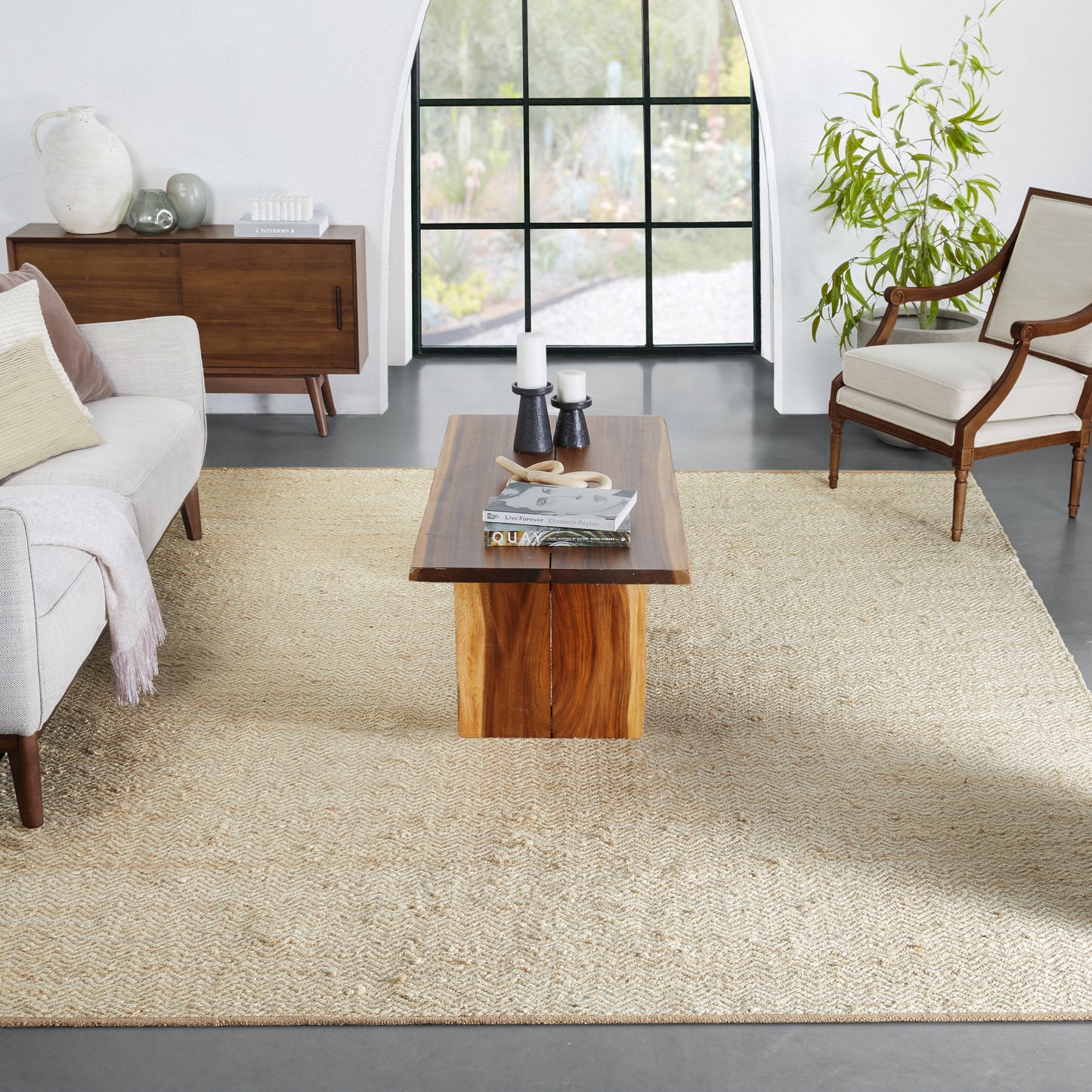 Jasmin Jute Chevron Natural Hand-Woven Chunky-Textured Rug MON-12