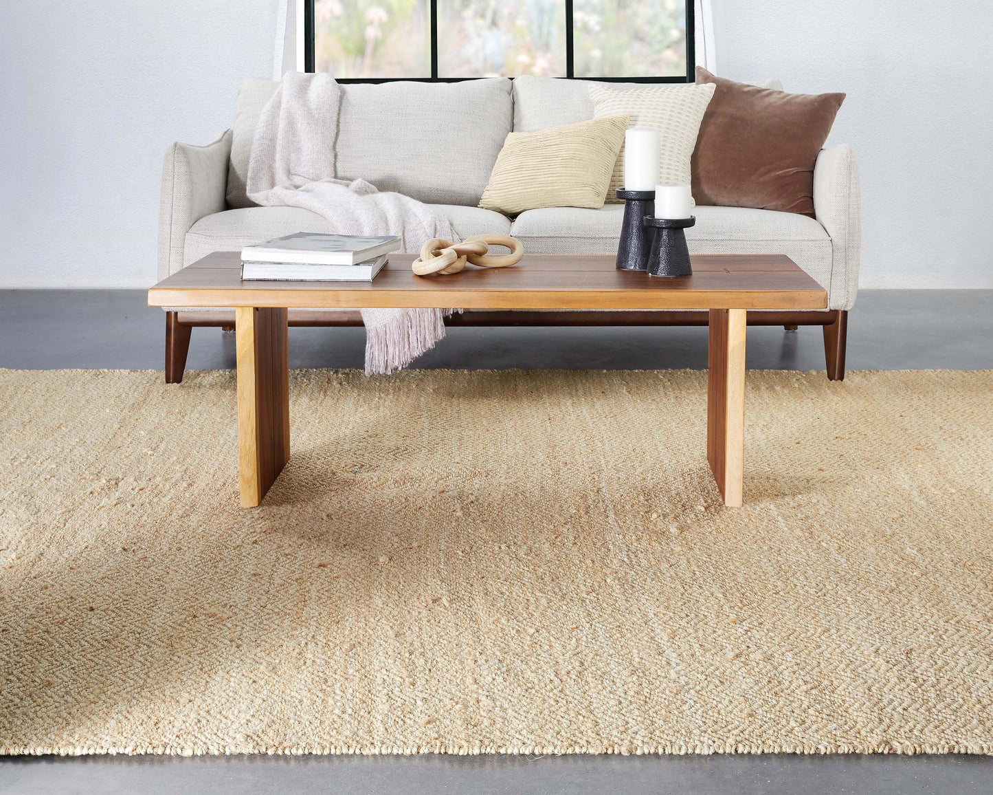 Jasmin Jute Chevron Natural Hand-Woven Chunky-Textured Rug MON-12