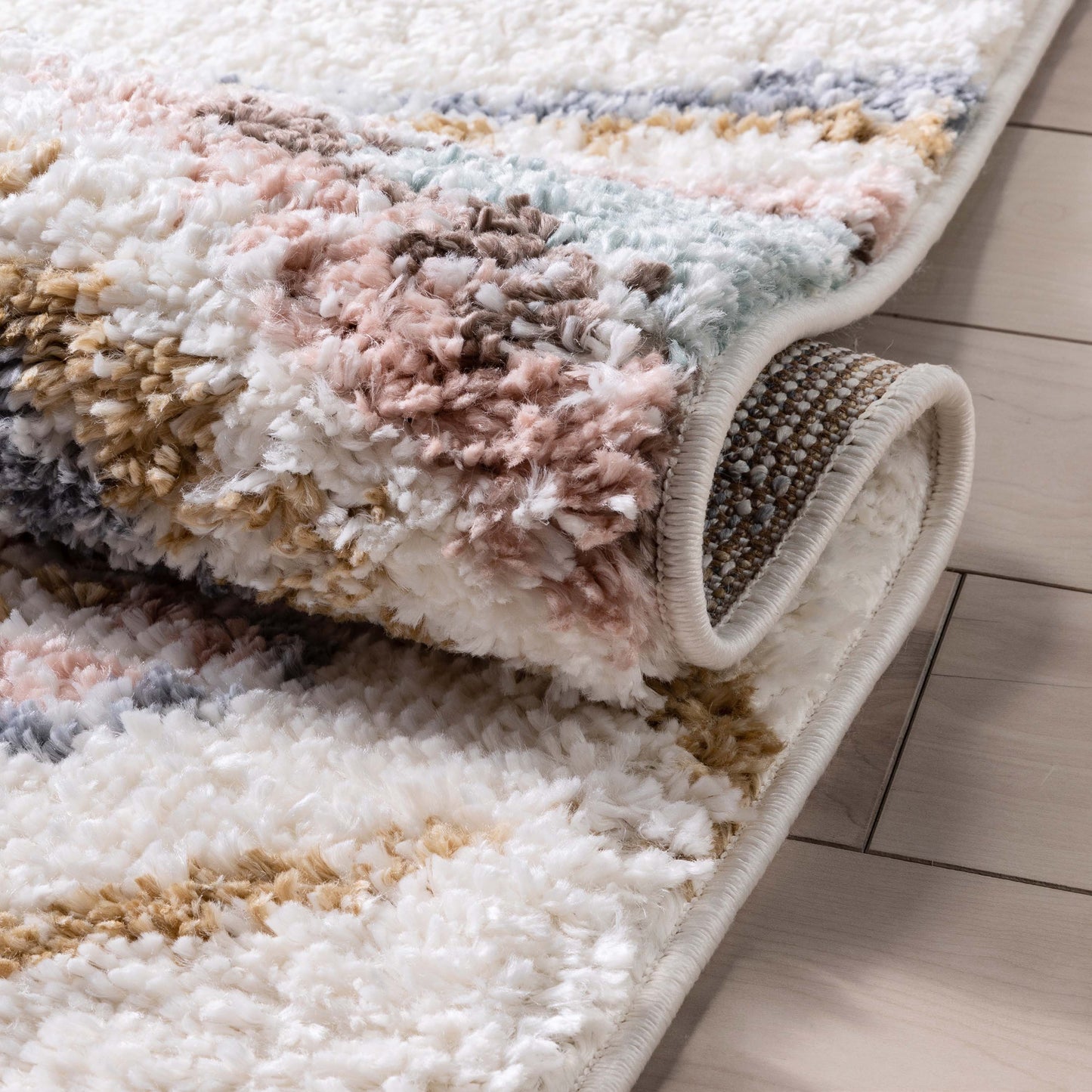 Anahita Vintage Moroccan Diamond Ivory Shag Rug NAL-12