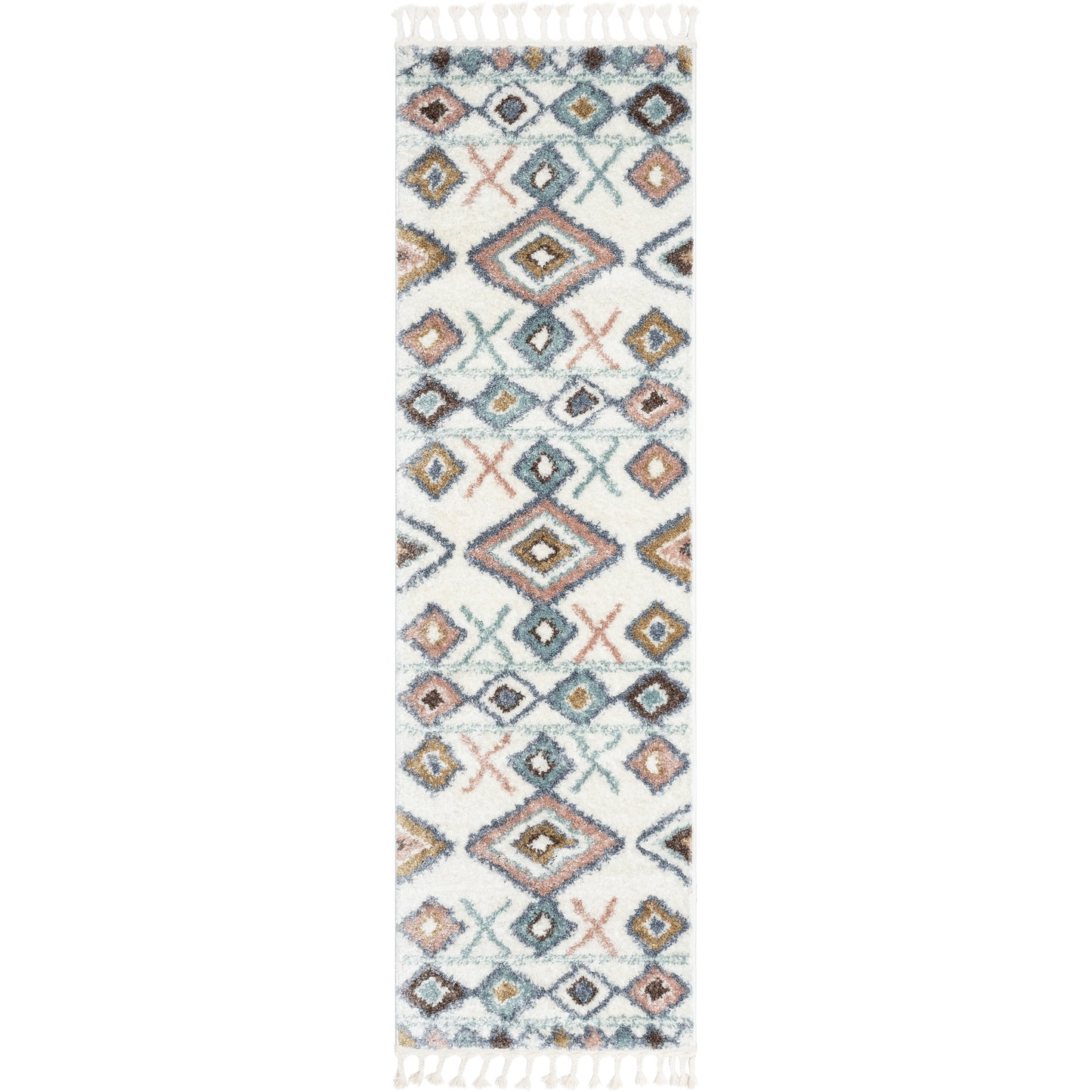 Anahita Vintage Moroccan Diamond Ivory Shag Rug NAL-12