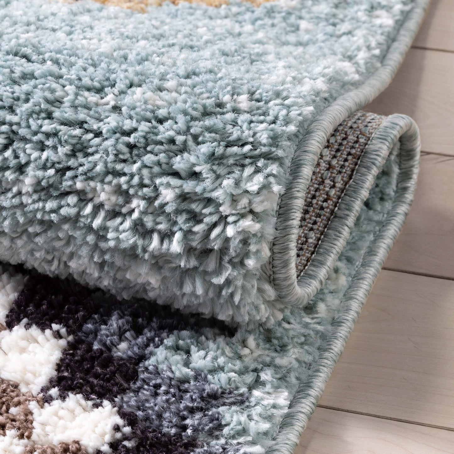 Sedna Vintage Moroccan Diamond Light Blue Shag Rug NAL-26