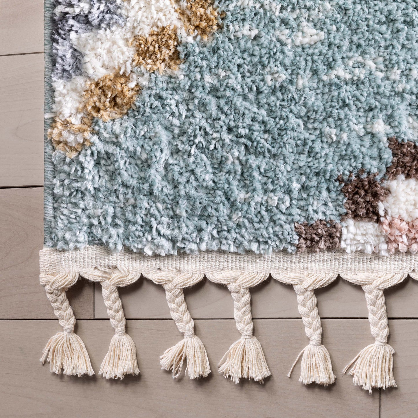 Sedna Vintage Moroccan Diamond Light Blue Shag Rug NAL-26