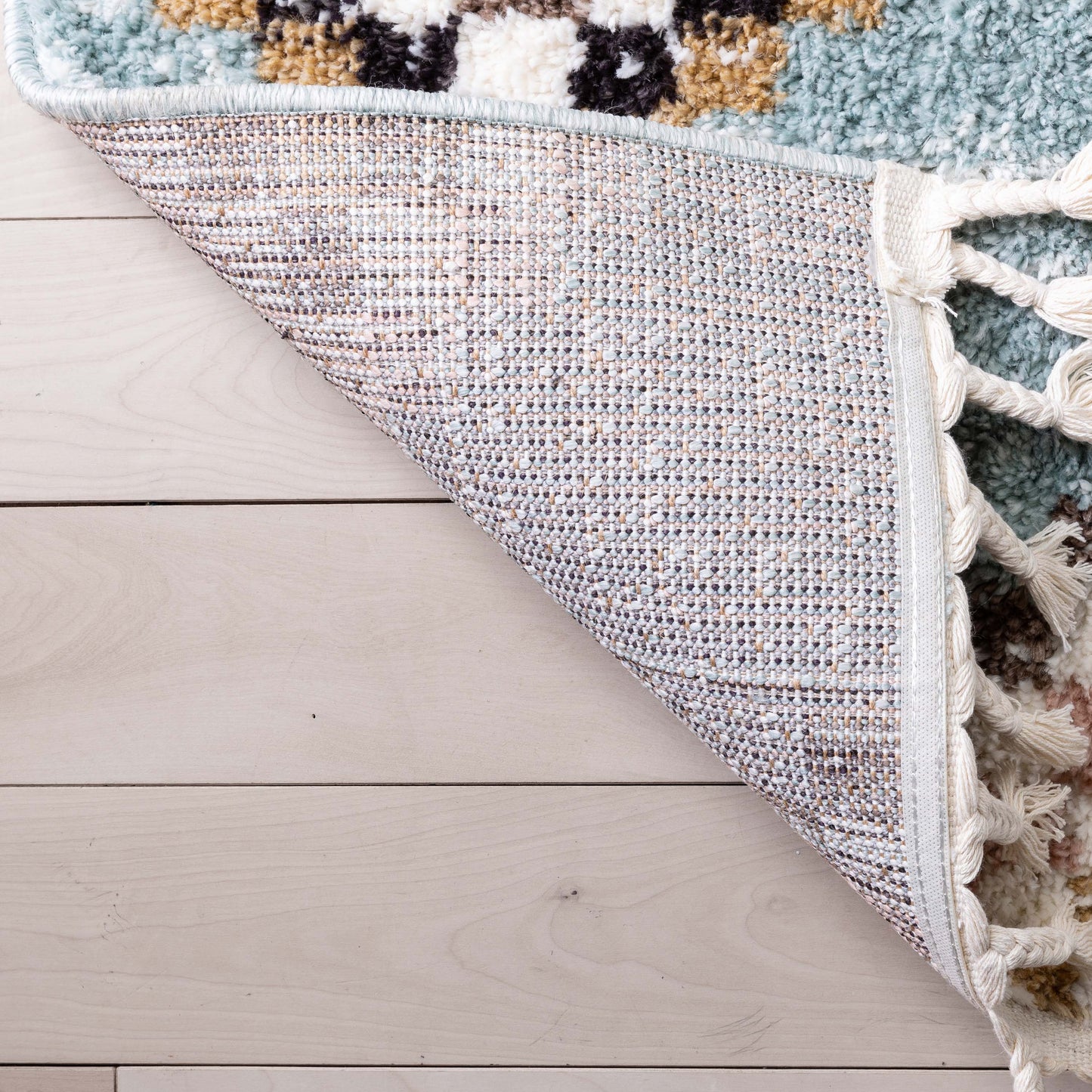 Sedna Vintage Moroccan Diamond Light Blue Shag Rug NAL-26