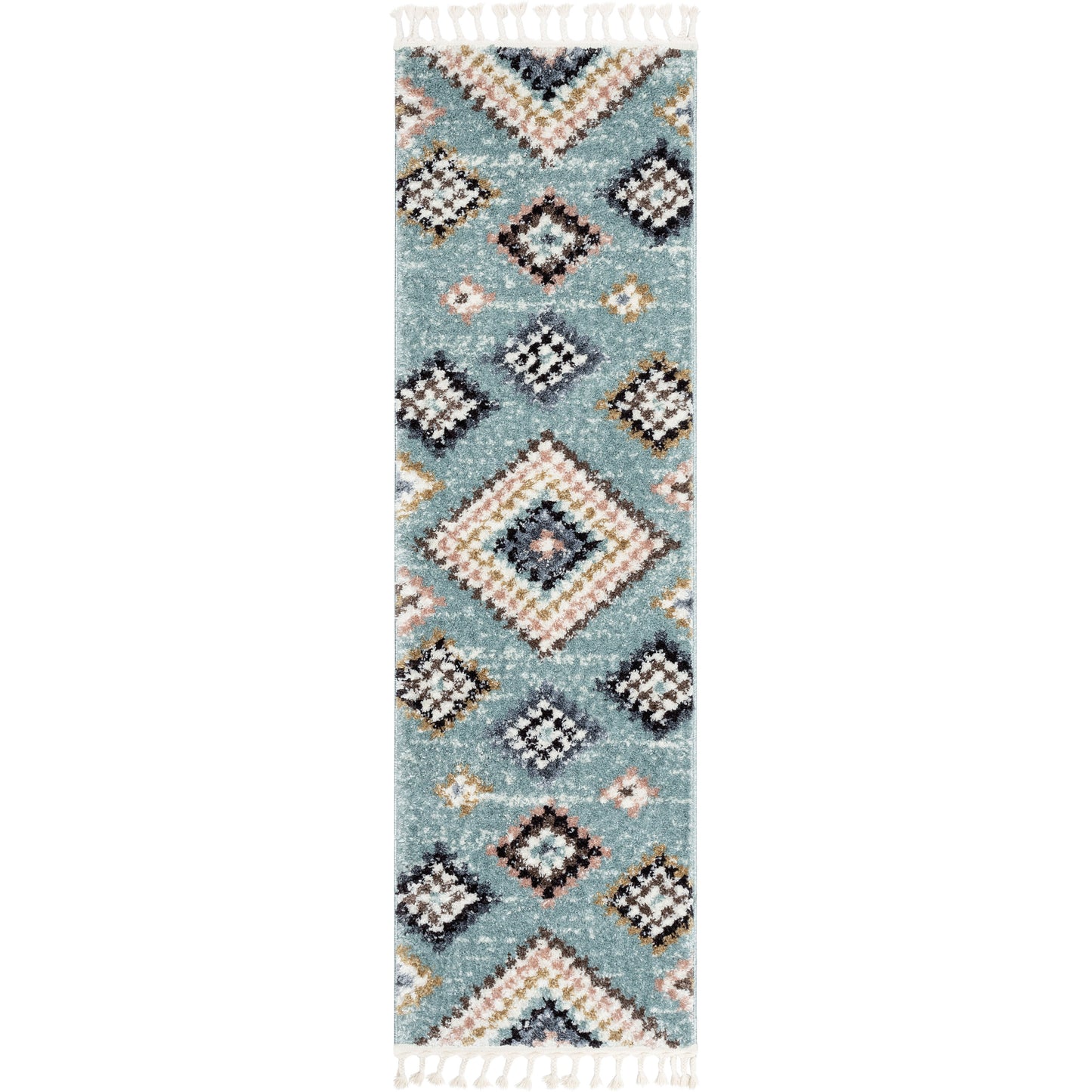 Sedna Vintage Moroccan Diamond Light Blue Shag Rug NAL-26