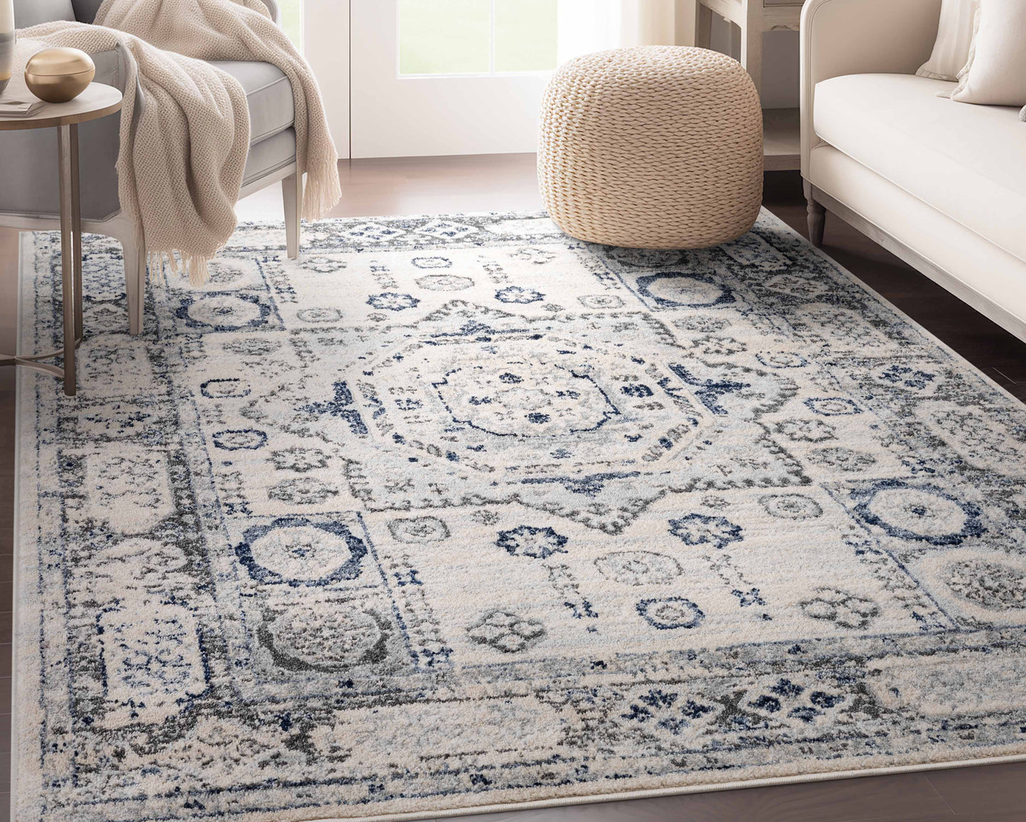 Omaha Leon Ivory Blue Rug OM-237