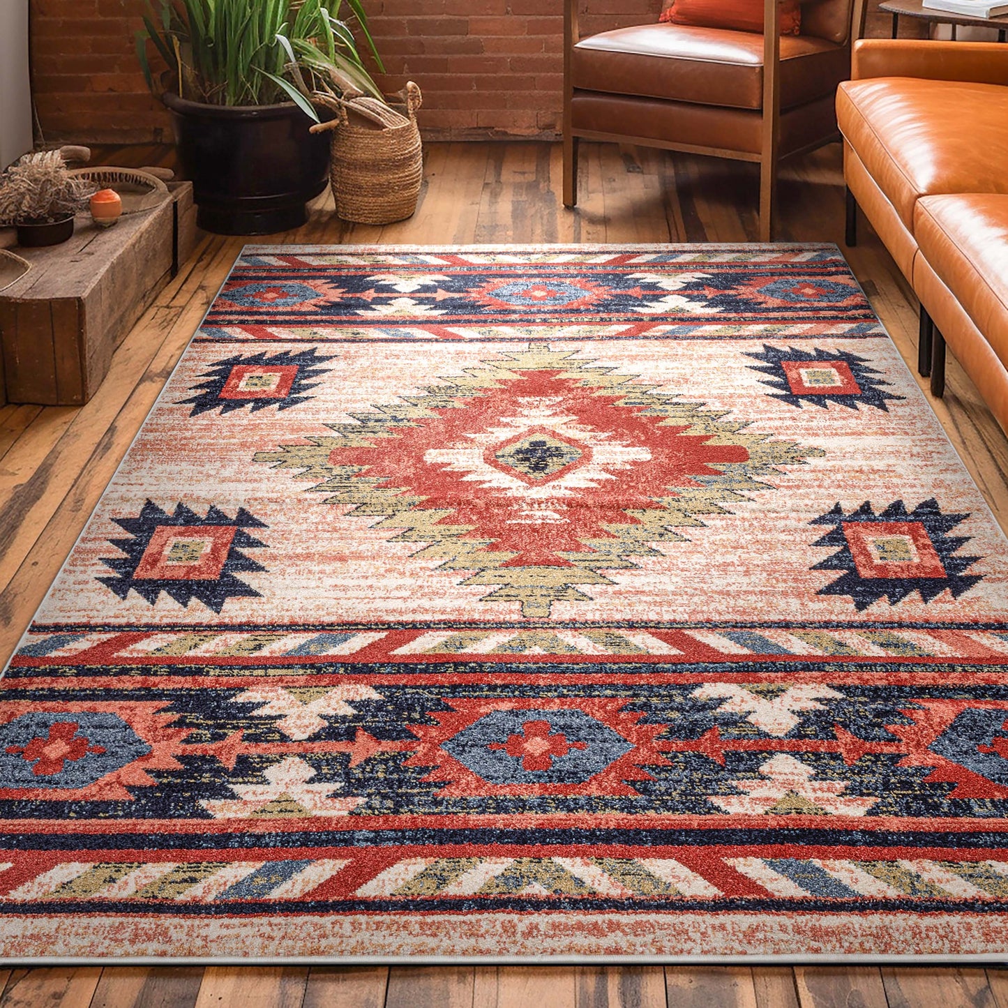 Lea Cream Traditional Southwestern Tribal Rug TU-102
