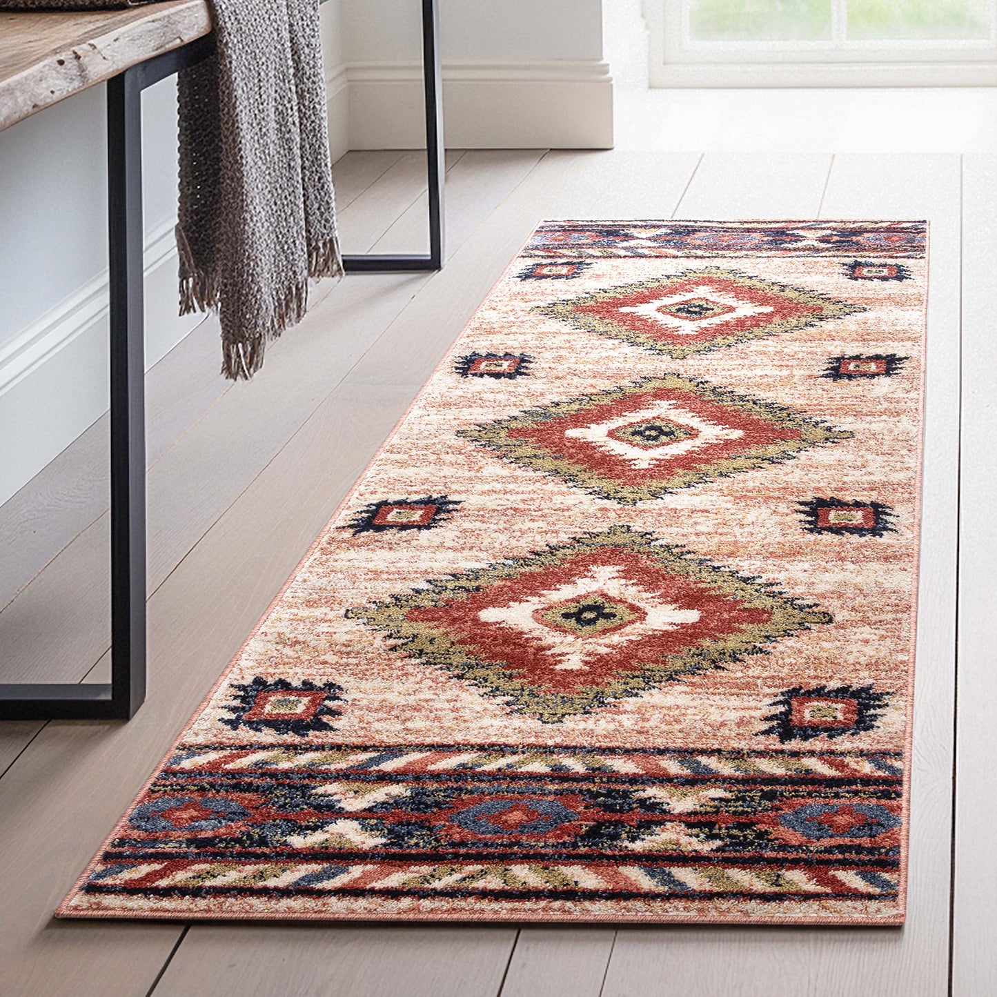 Lea Cream Traditional Southwestern Tribal Rug TU-102