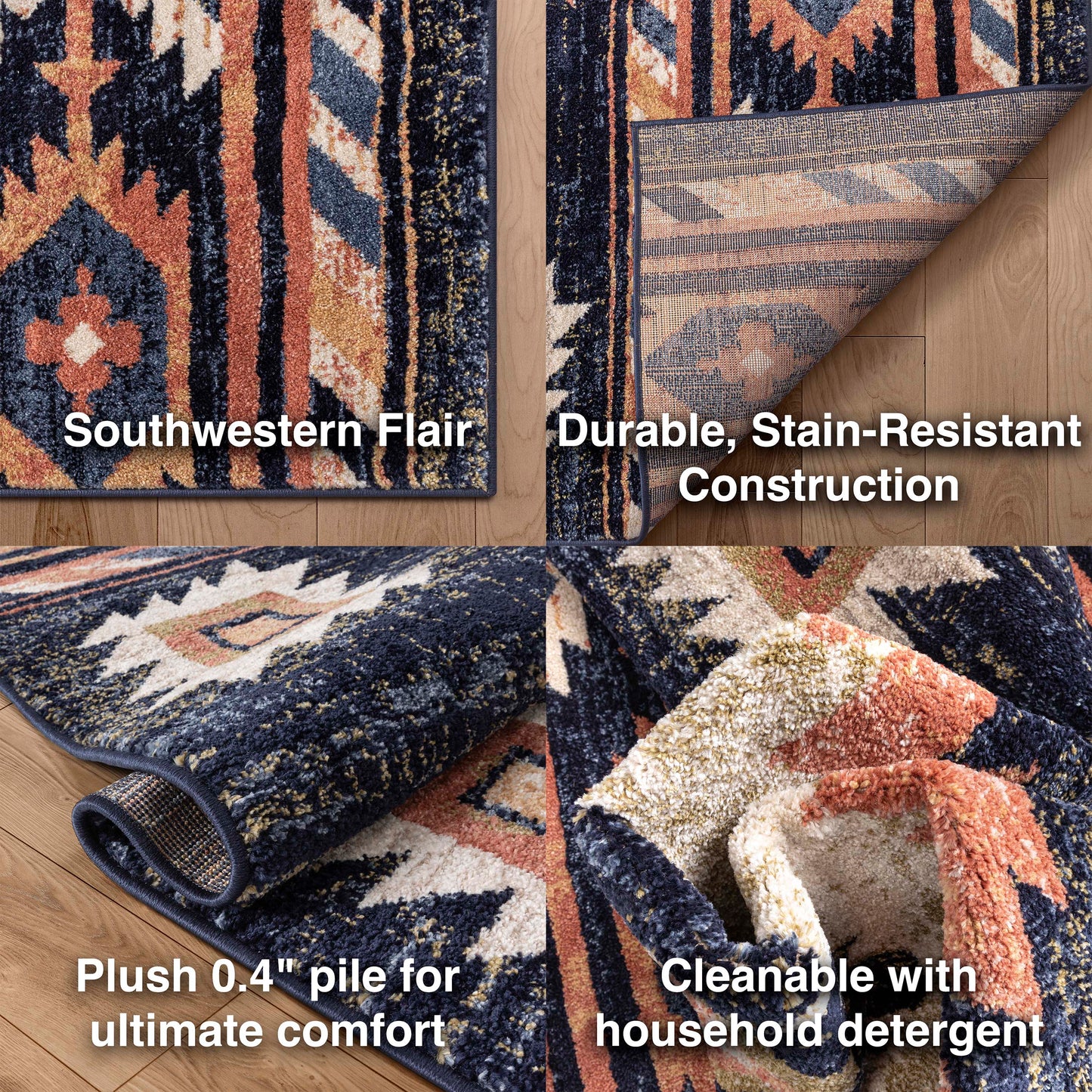 Lea Blue Traditional Southwestern Tribal Rug TU-104