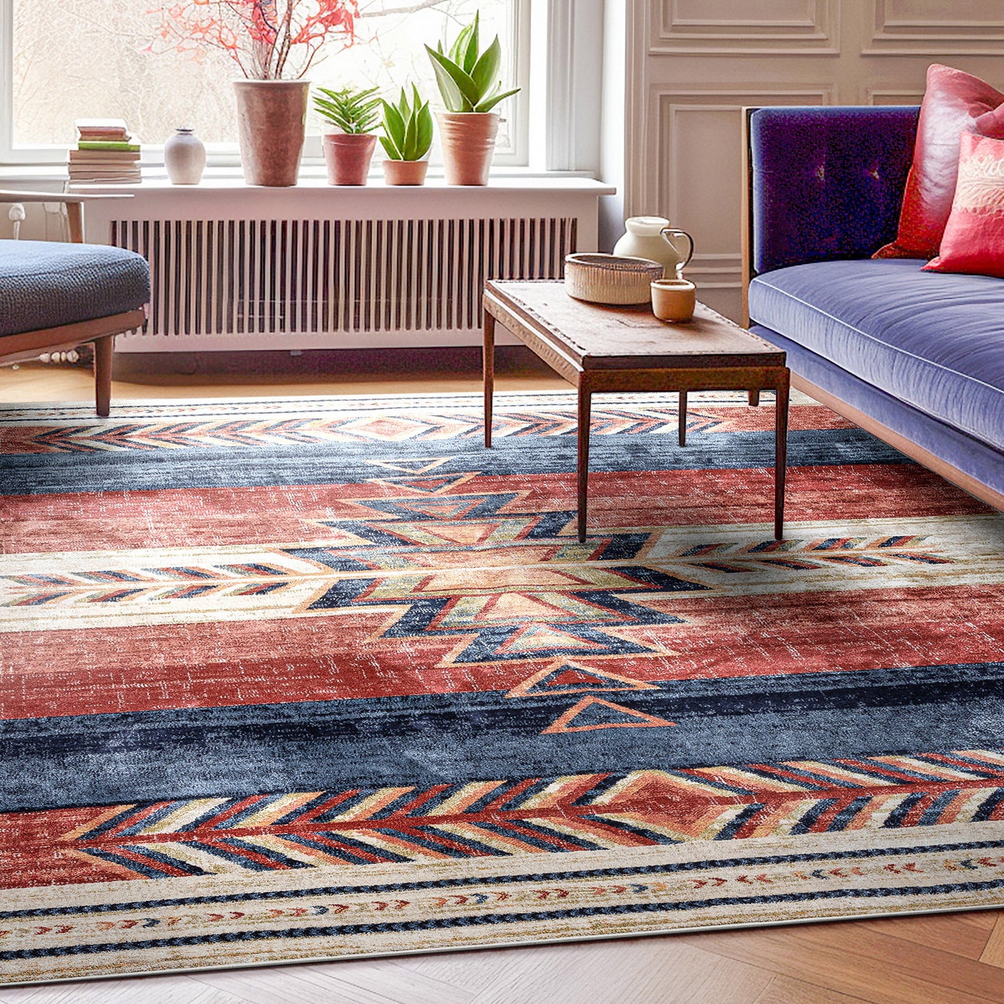 Dustin Southwestern Tribal Medallion Crimson Rug TU-140