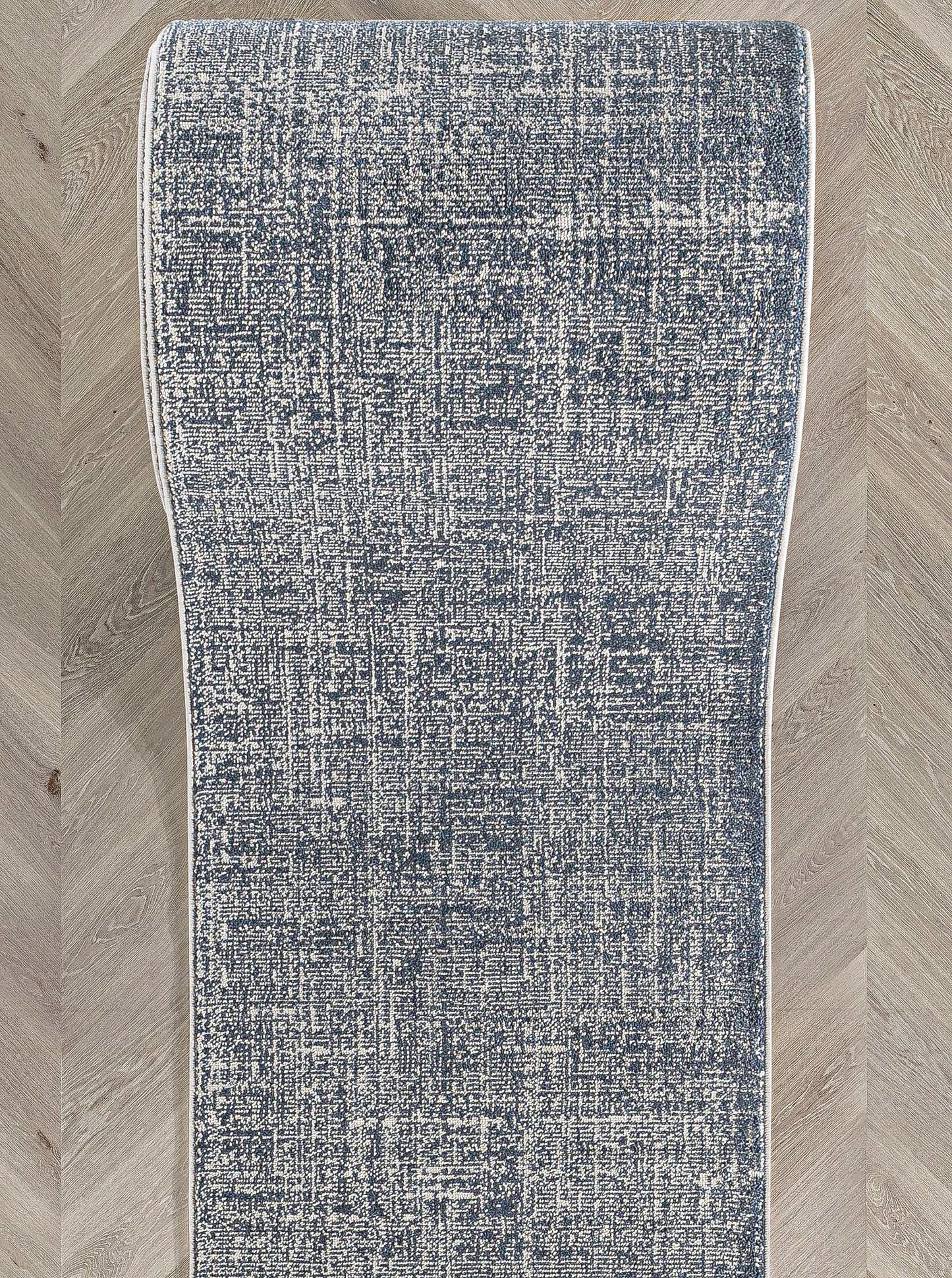 Velluto Como Ivory Dark Blue Roll Runner VEL-04
