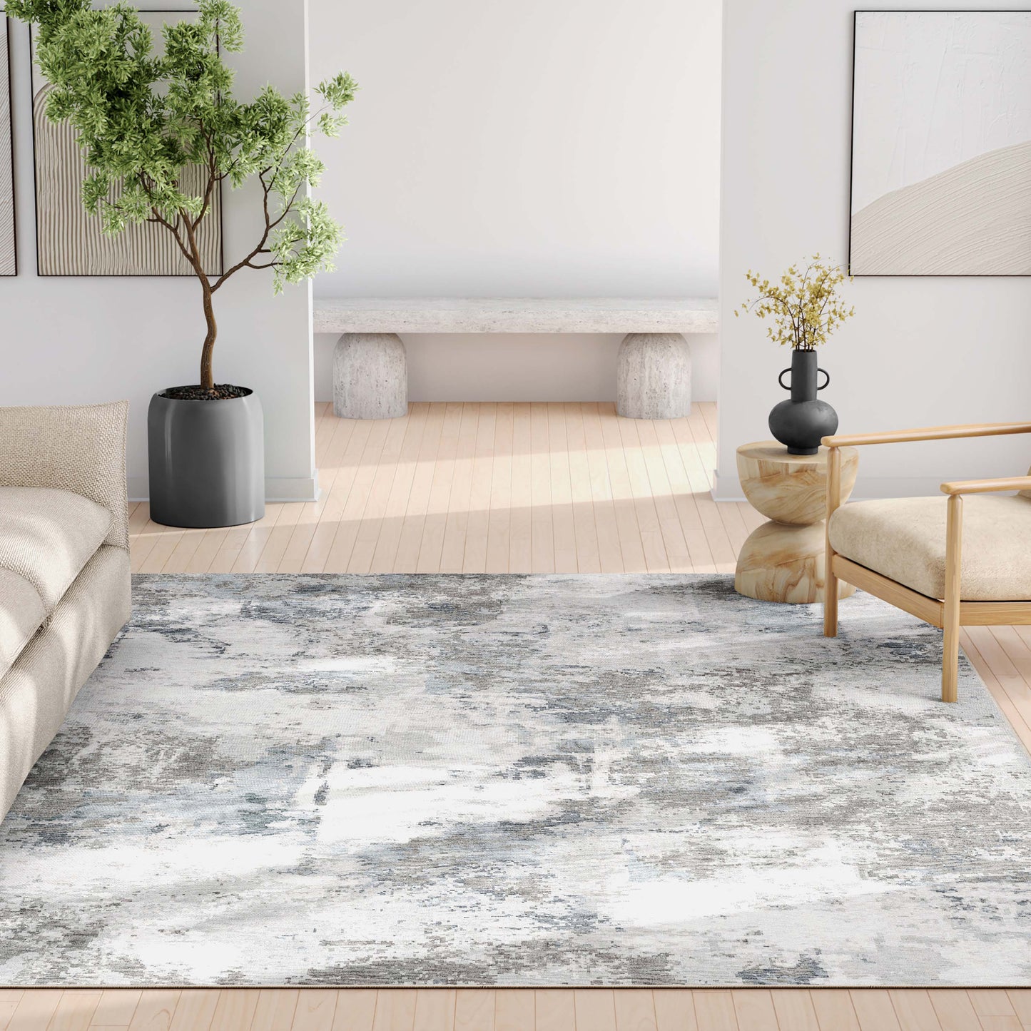 Abstract Marrakech Gray Rug W-AB-07A