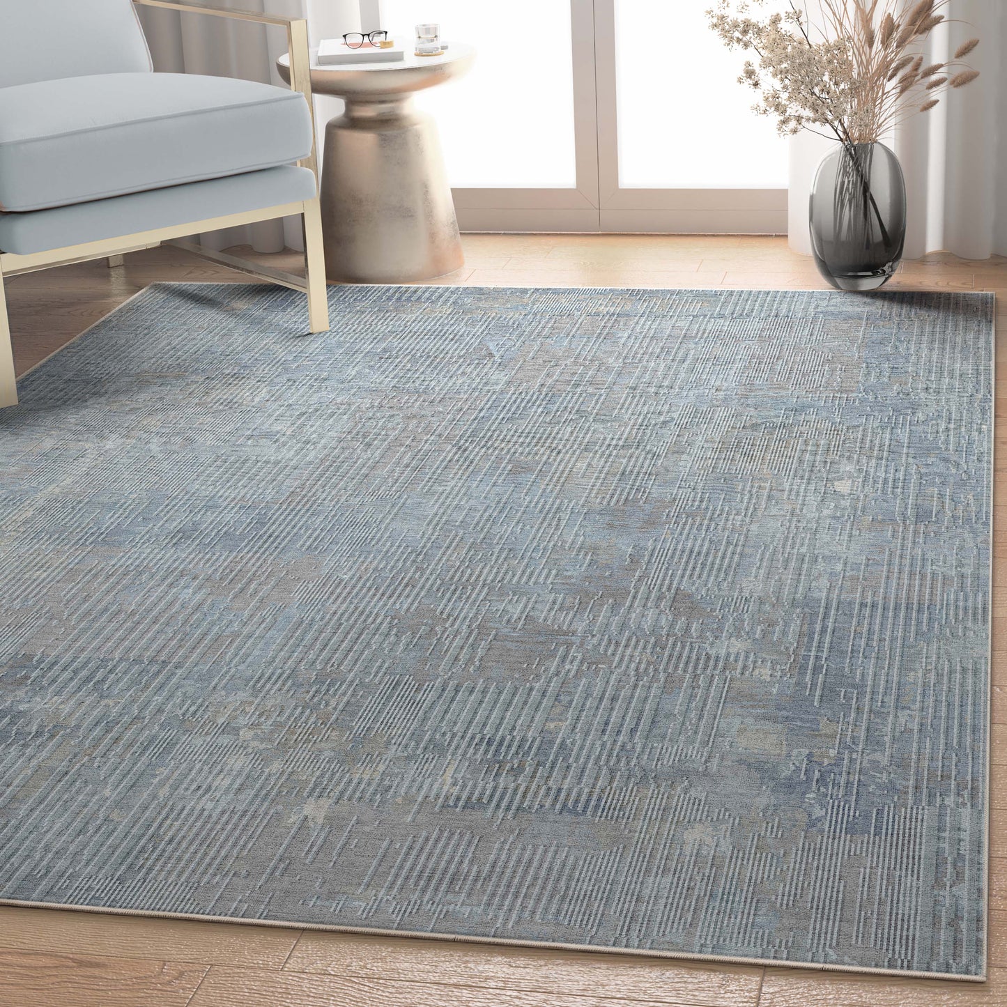 Abstract Acropolis Blue Rug W-AB-28A