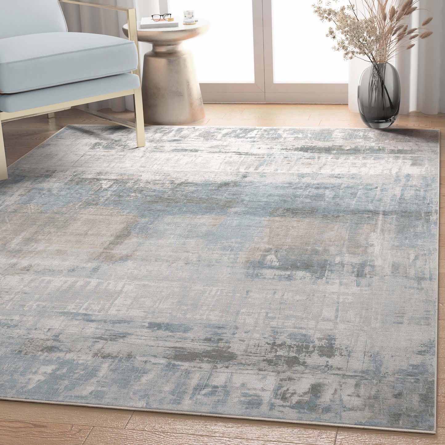 Abstract Mandala Gray Rug W-AB-30B