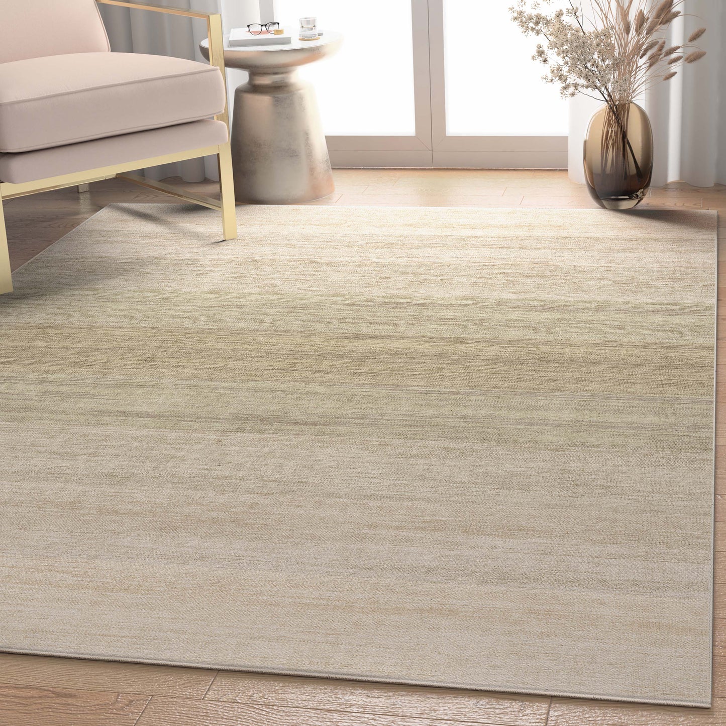 Abstract Sunset Beige Green Rug W-AB-33A