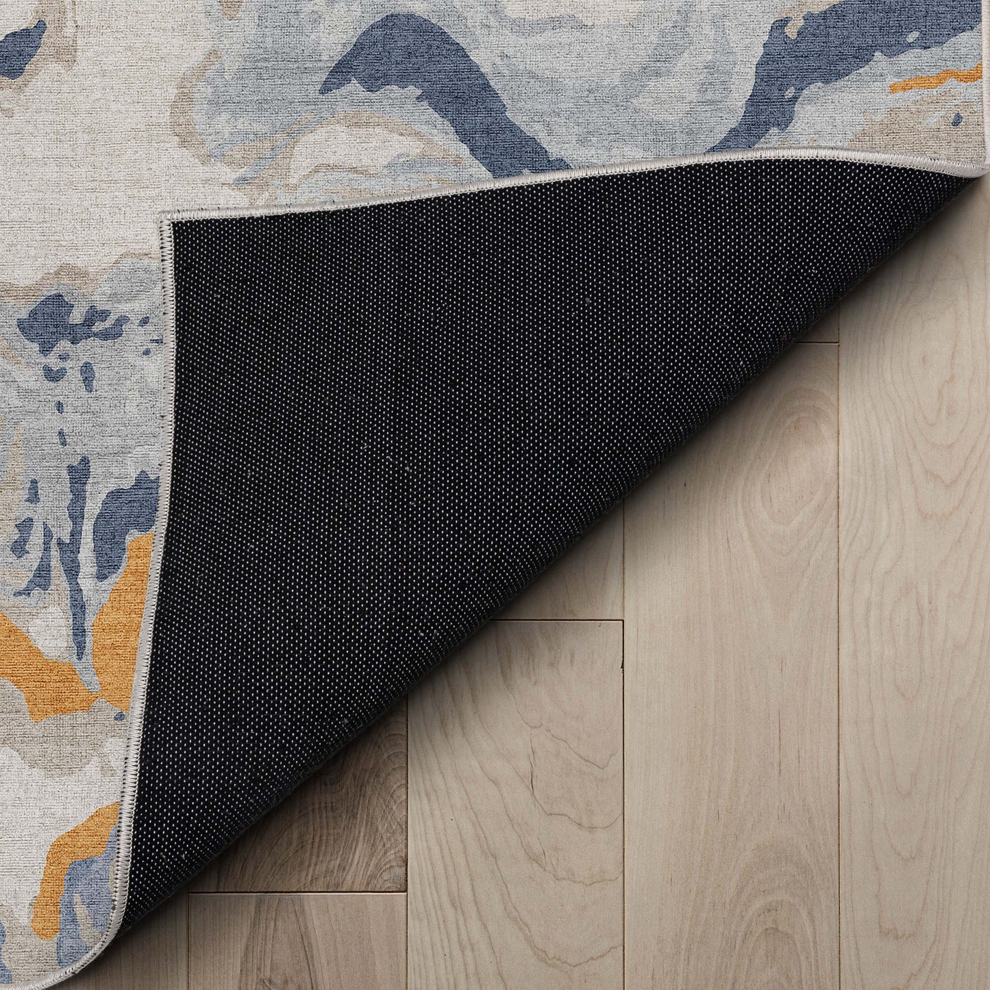 Abstract Harmony Blue Gold Rug W-AB-40A