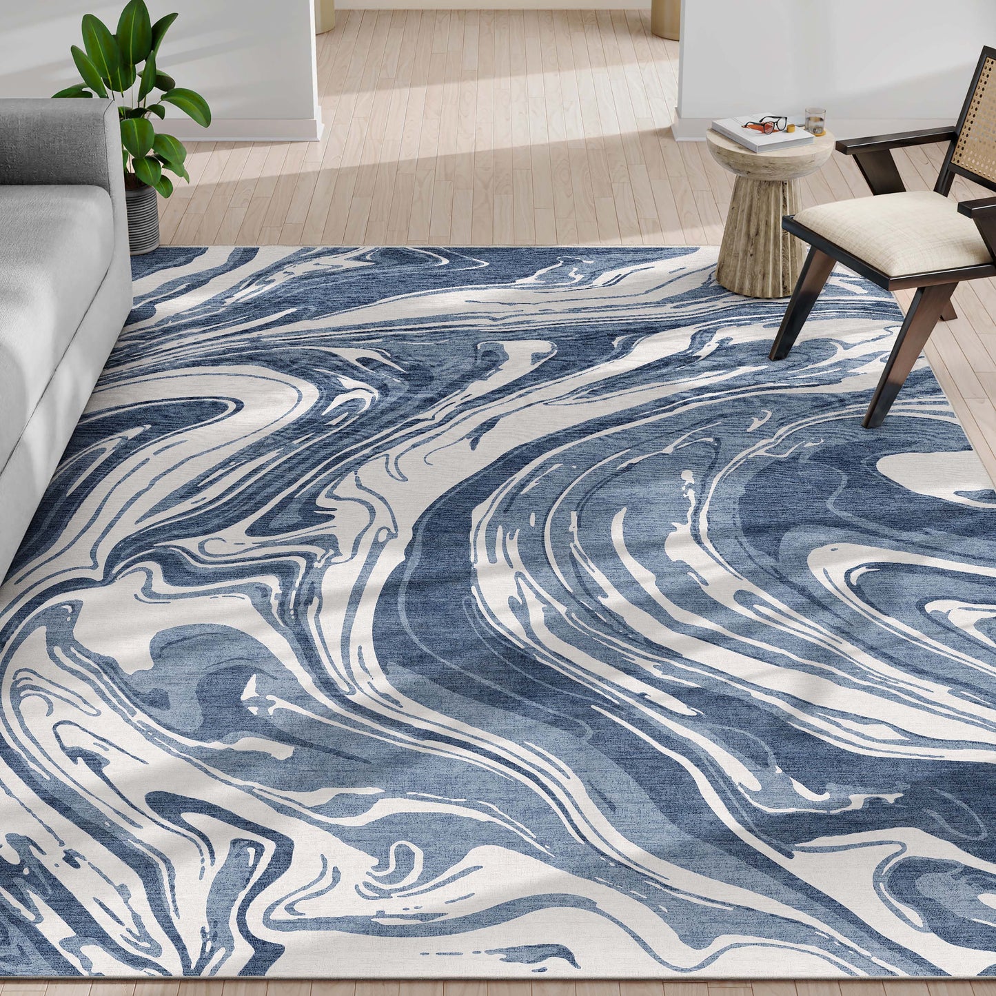 Abstract Harmony Blue Rug W-AB-41B