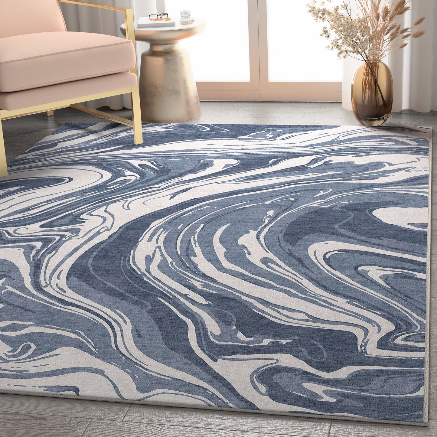 Abstract Harmony Blue Rug W-AB-41B