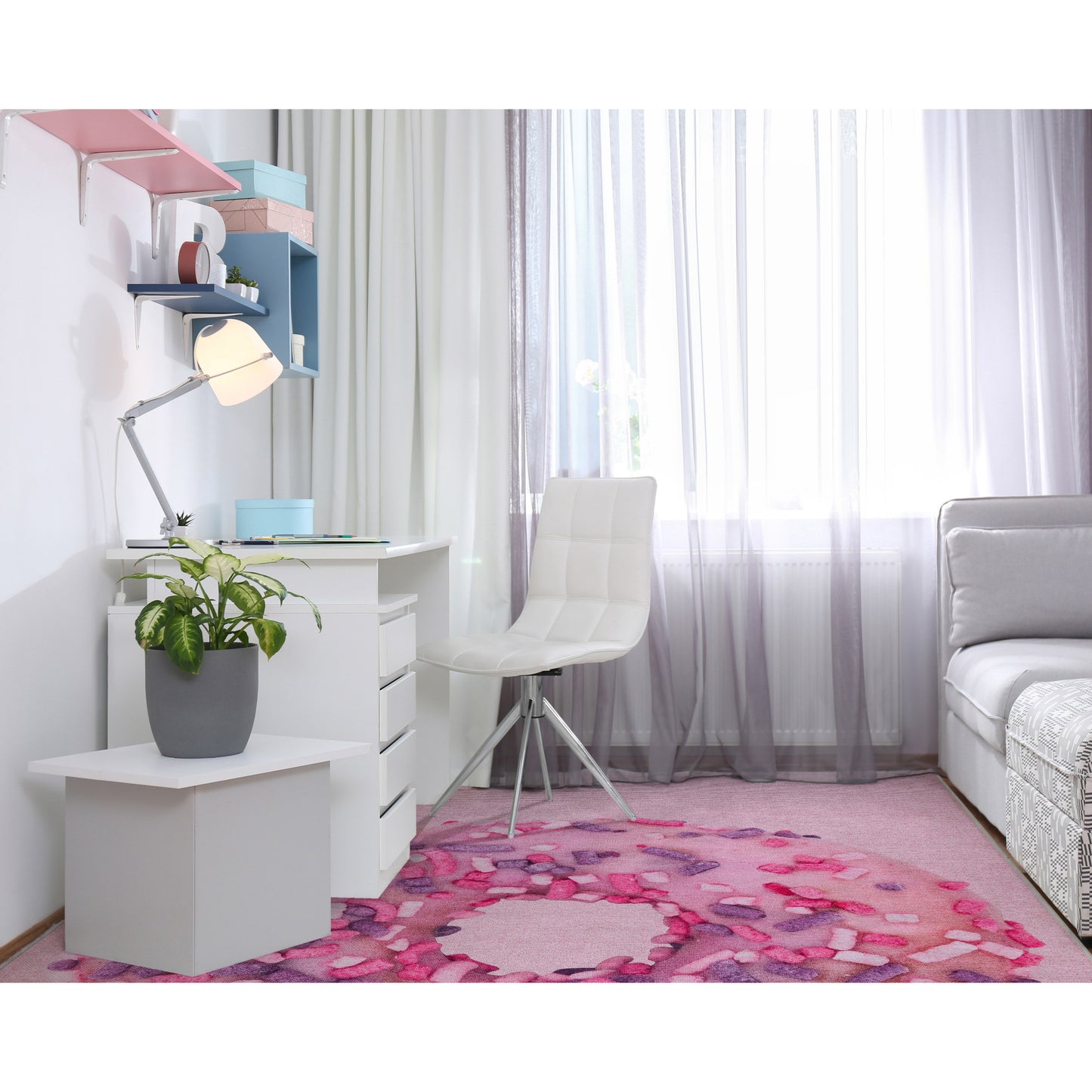 Apollo Pink Sprinkles Donut Pink Rug W-AP-08A