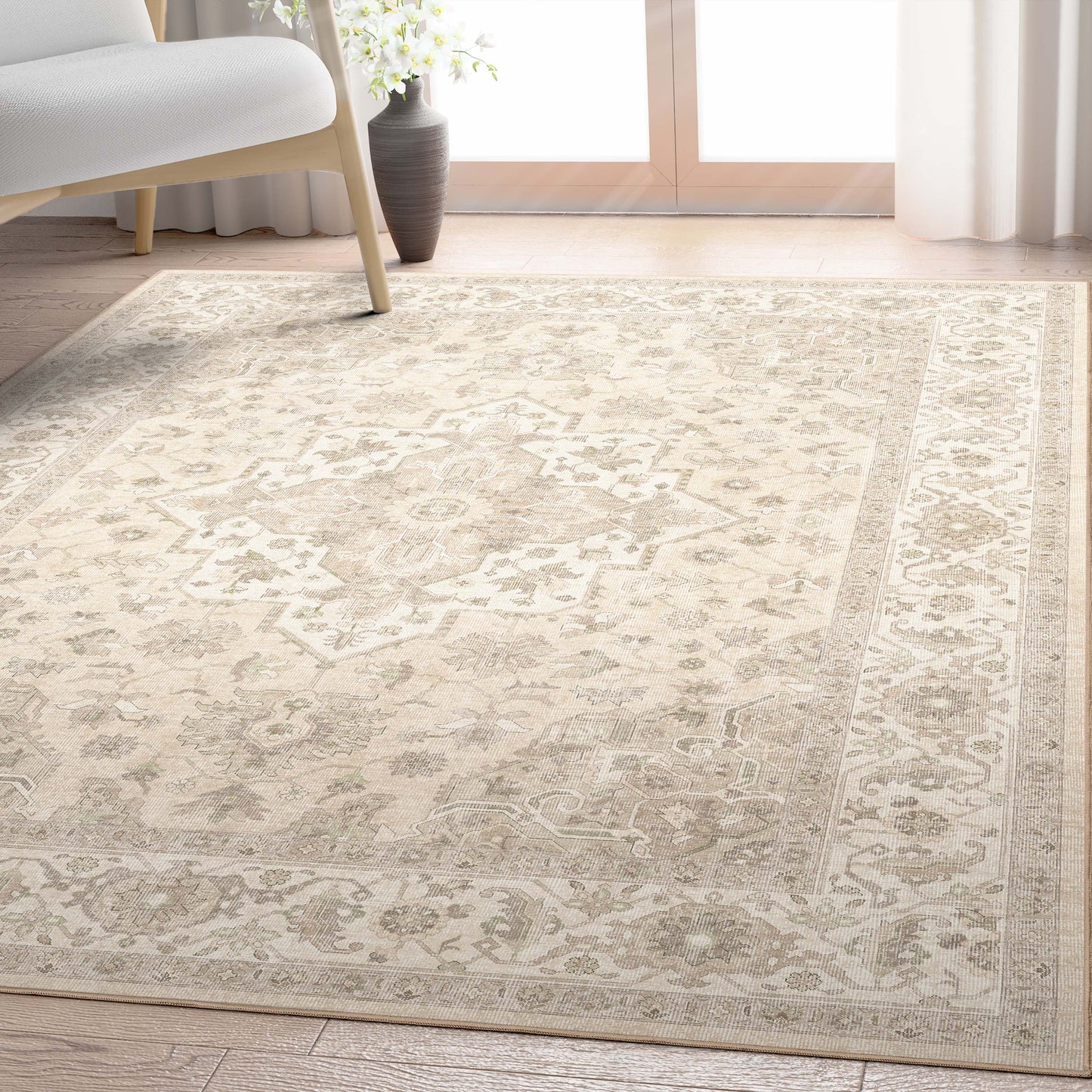 Apollo Cedar Beige Green Flat-Weave Rug W-APE-05G