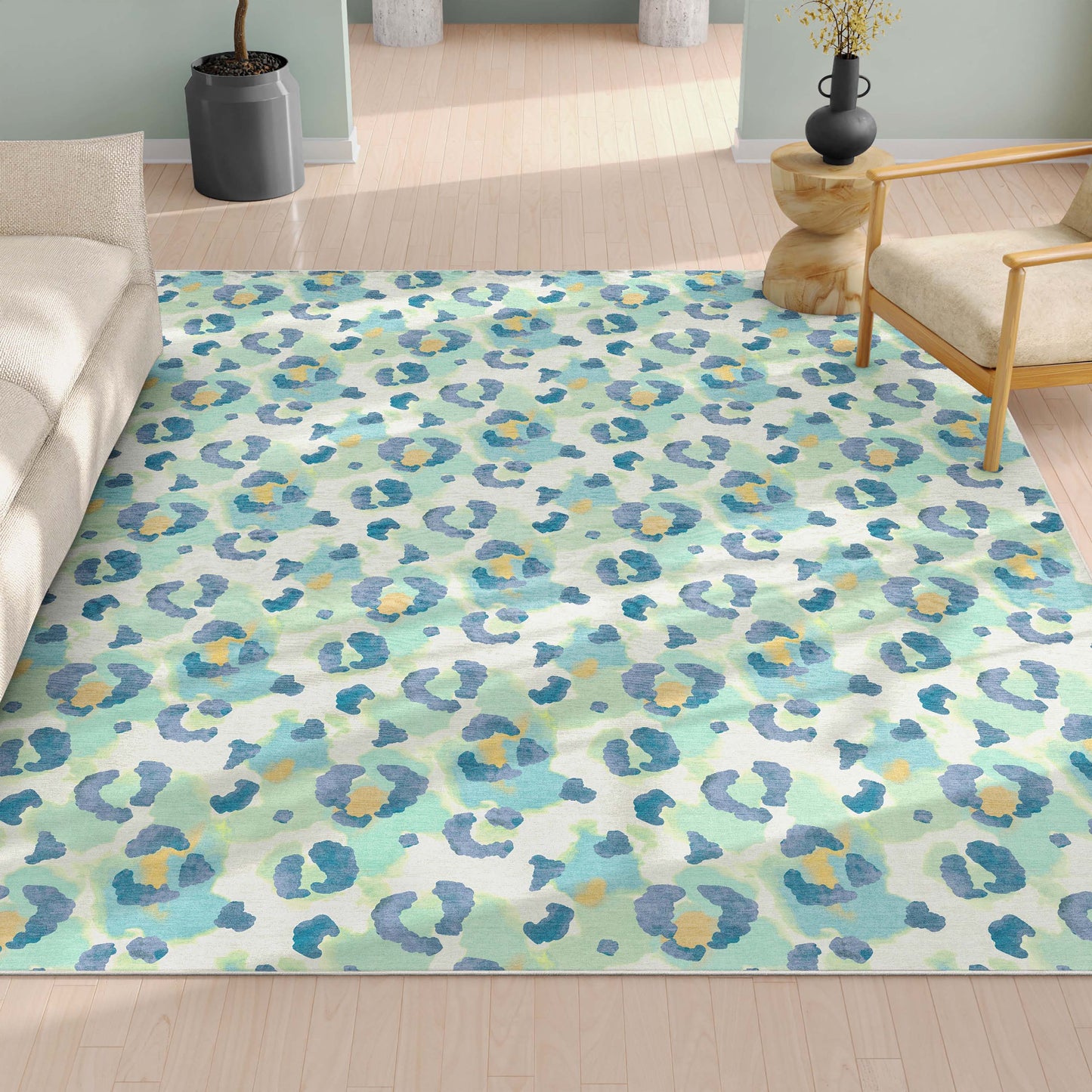 Animal Prints Leopard Green Beige Rug W-APT-01A