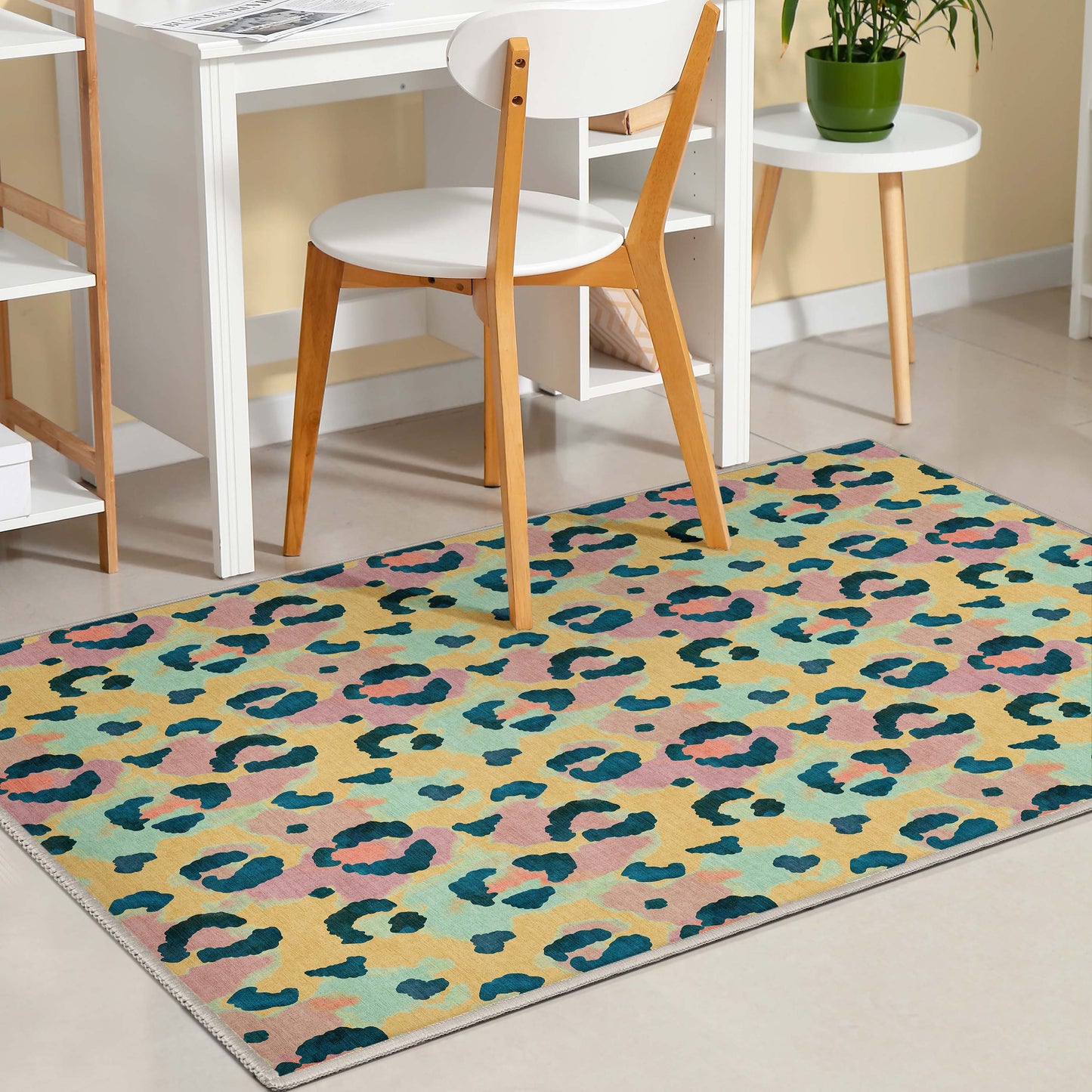 Animal Prints Leopard Yellow Coral Rug W-APT-01B