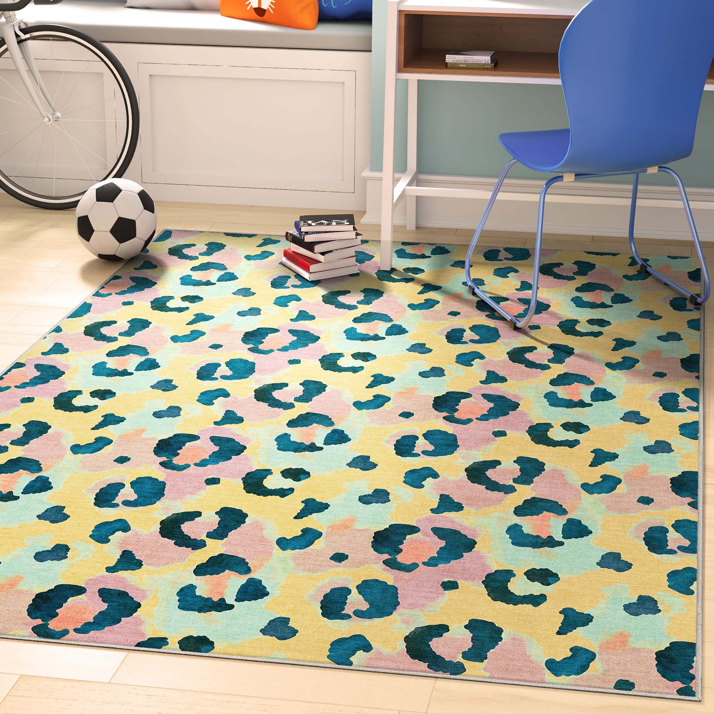 Animal Prints Leopard Yellow Coral Rug W-APT-01B