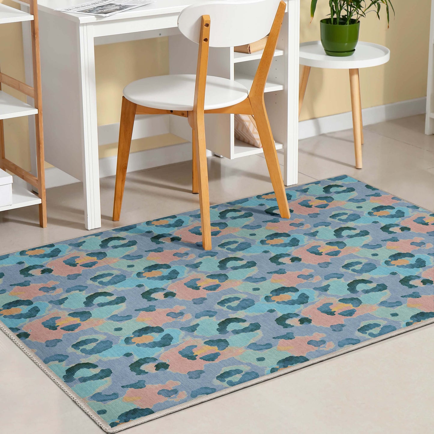 Animal Prints Leopard Blue Coral Rug W-APT-01D