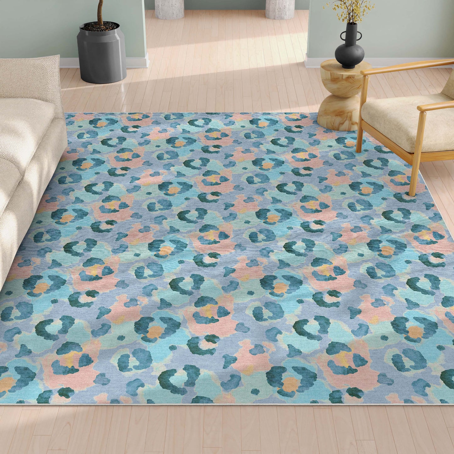 Animal Prints Leopard Blue Coral Rug W-APT-01D