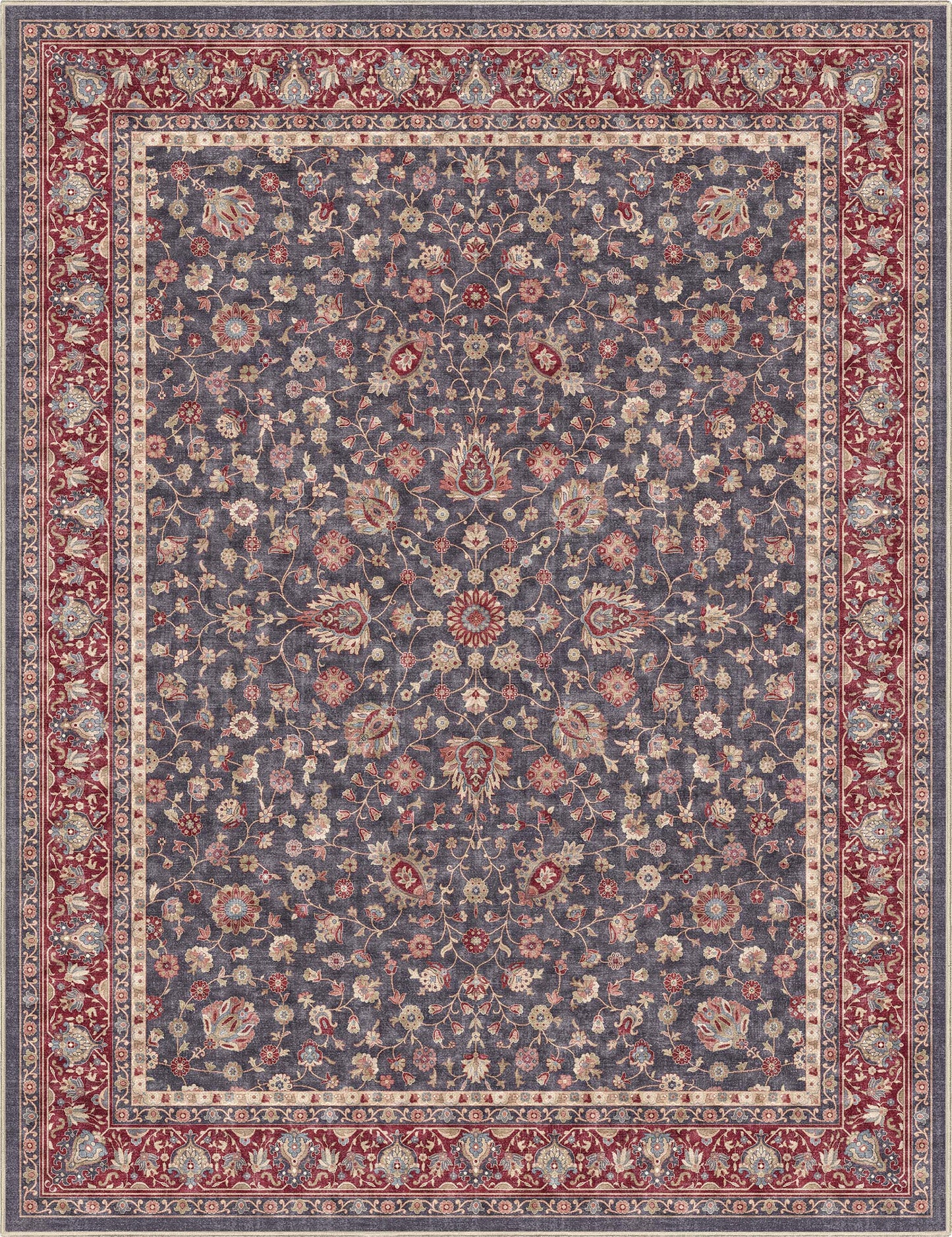 Asha Rome Navy Blue Red Rug W-AS-22A