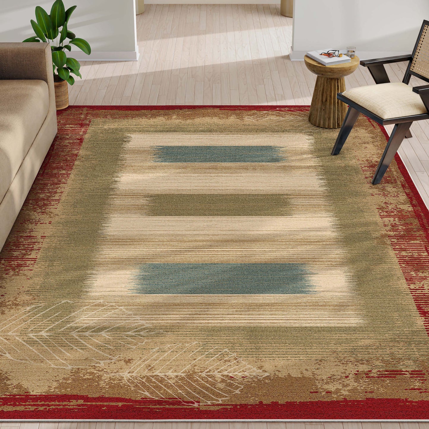 Apollo Border Red Rug W-BRD-06A