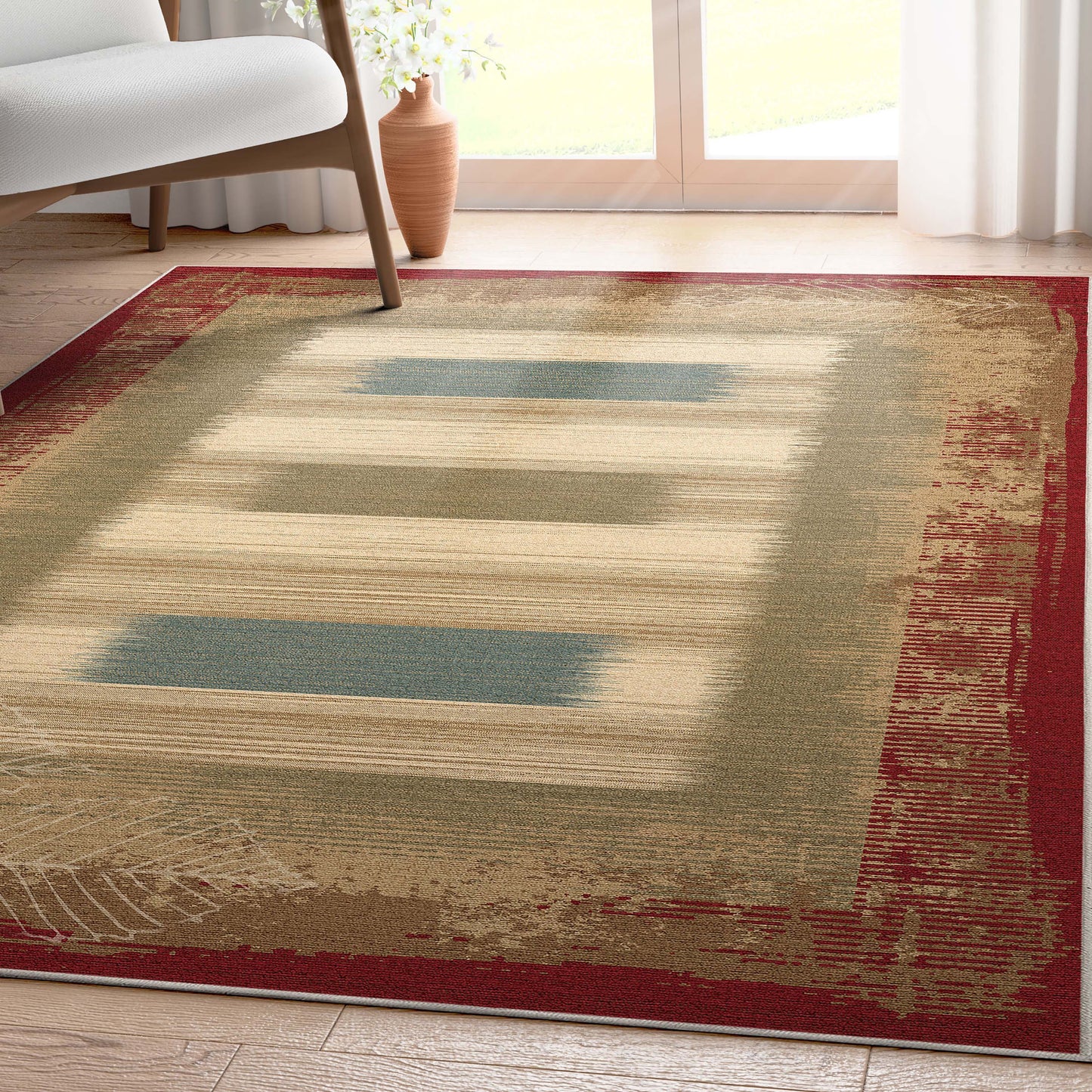 Apollo Border Red Rug W-BRD-06A