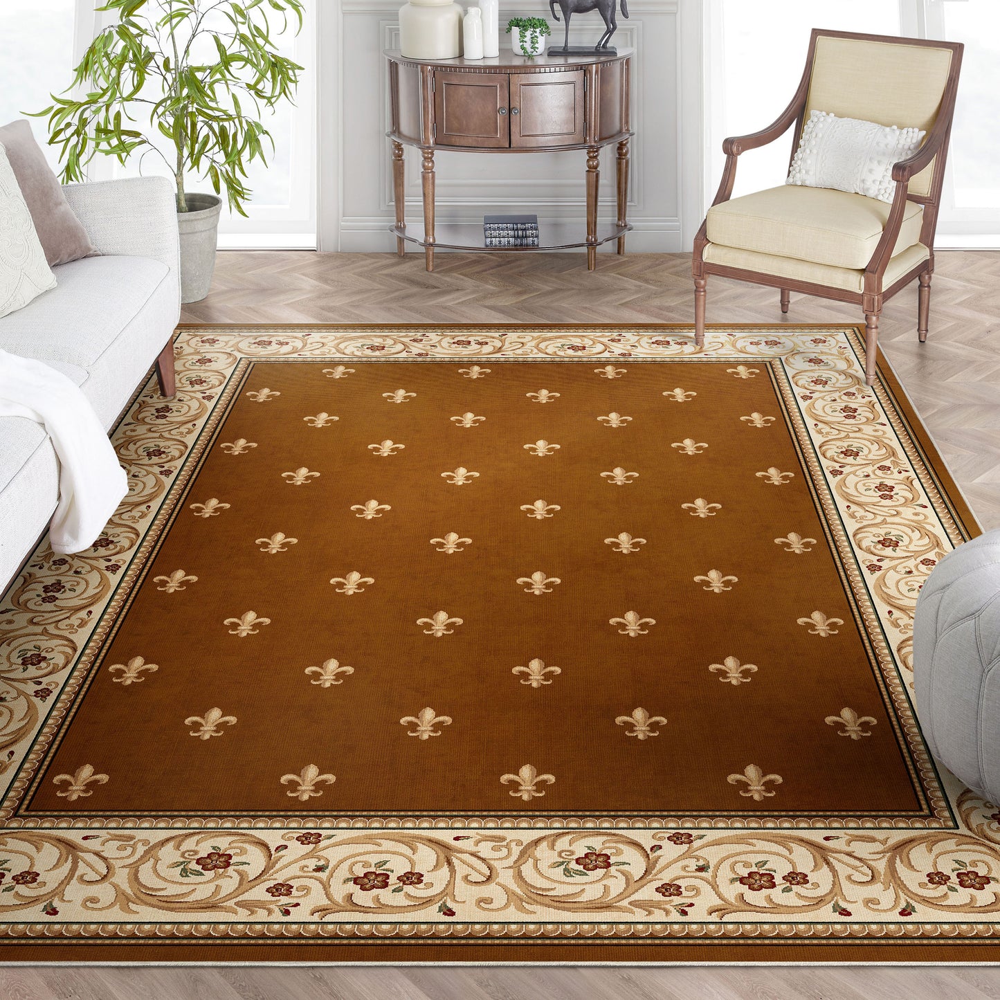 Apollo Fleur De Lis Brown Rug W-FDL-01C