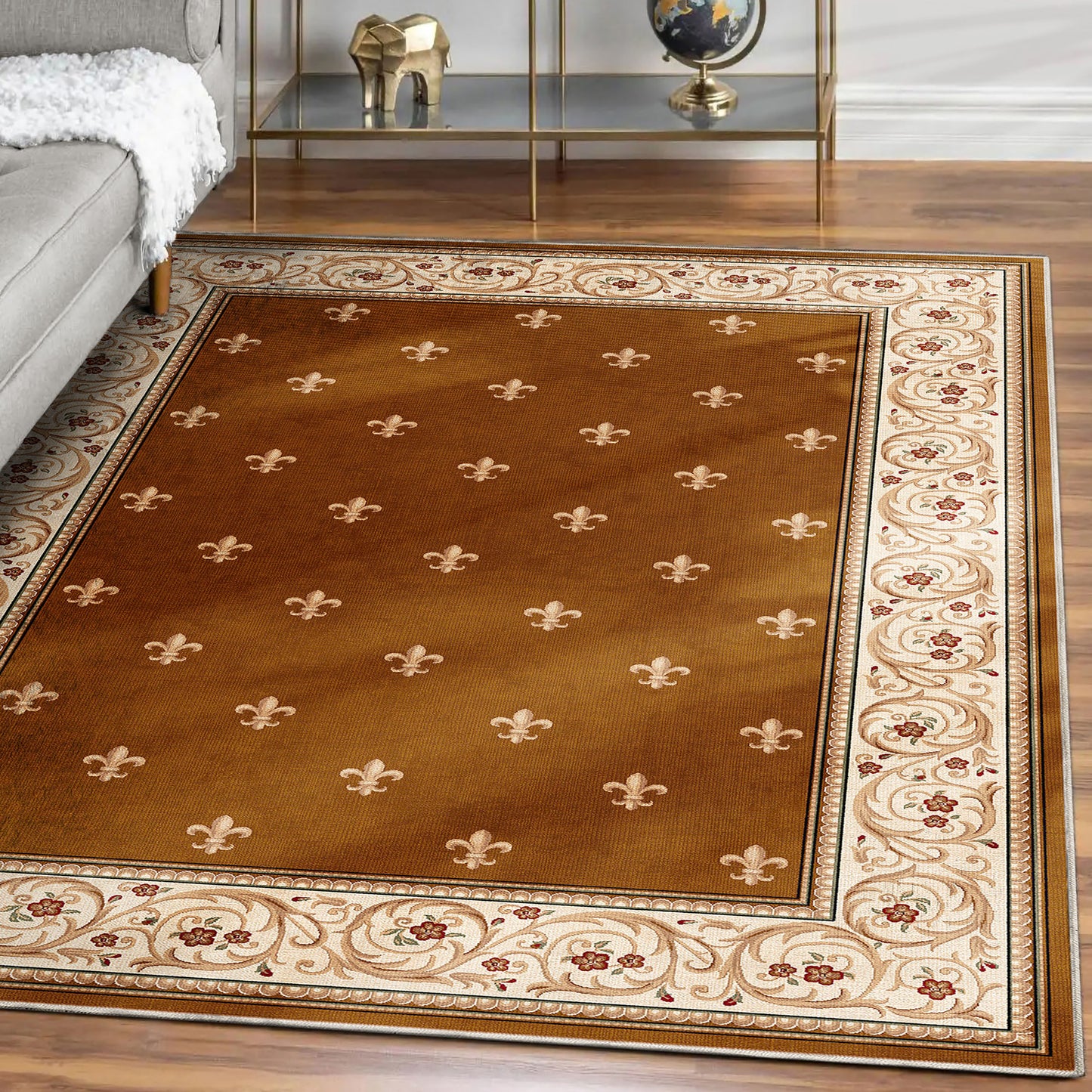 Apollo Fleur De Lis Brown Rug W-FDL-01C