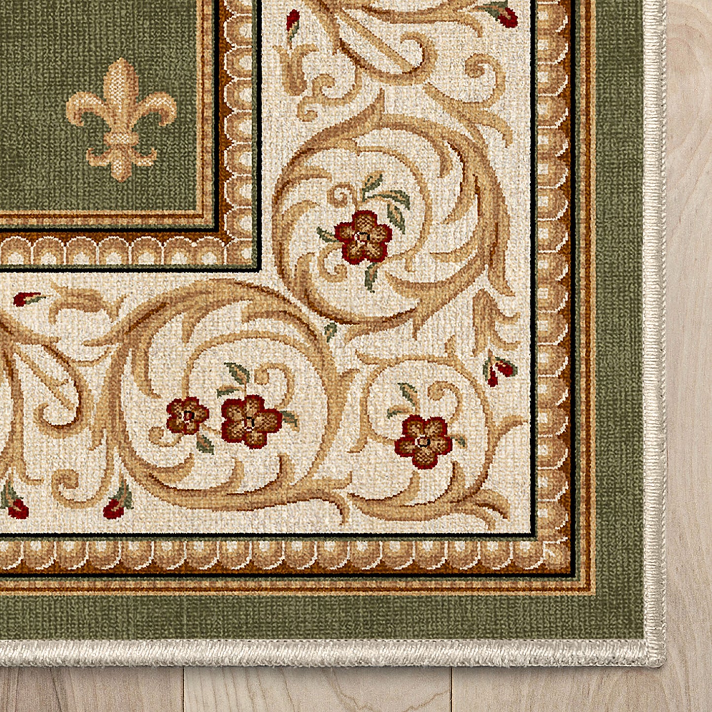 Apollo Fleur De Lis Green Rug W-FDL-01E